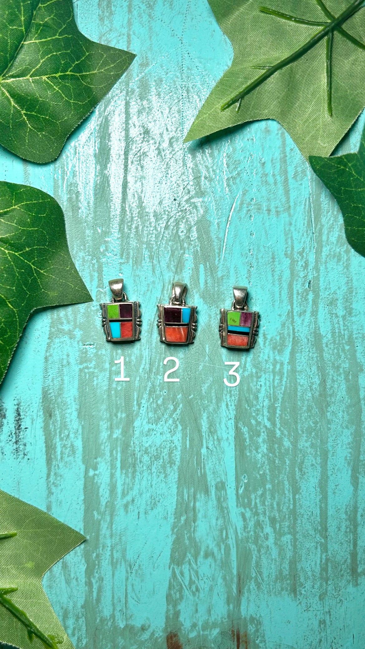 Navajo Made Multi Stone & Sterling Silver Pendant