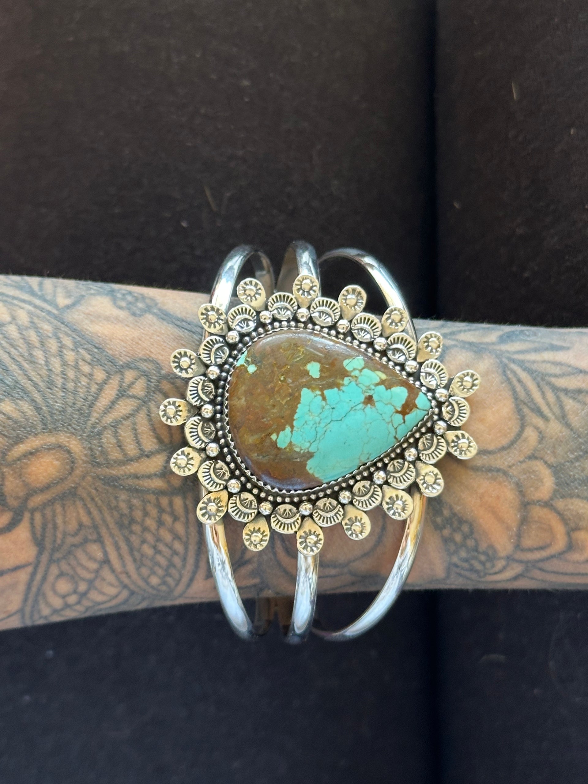 Southwest Made #8 Turquoise & Sterling Silver Cuff Bracelet