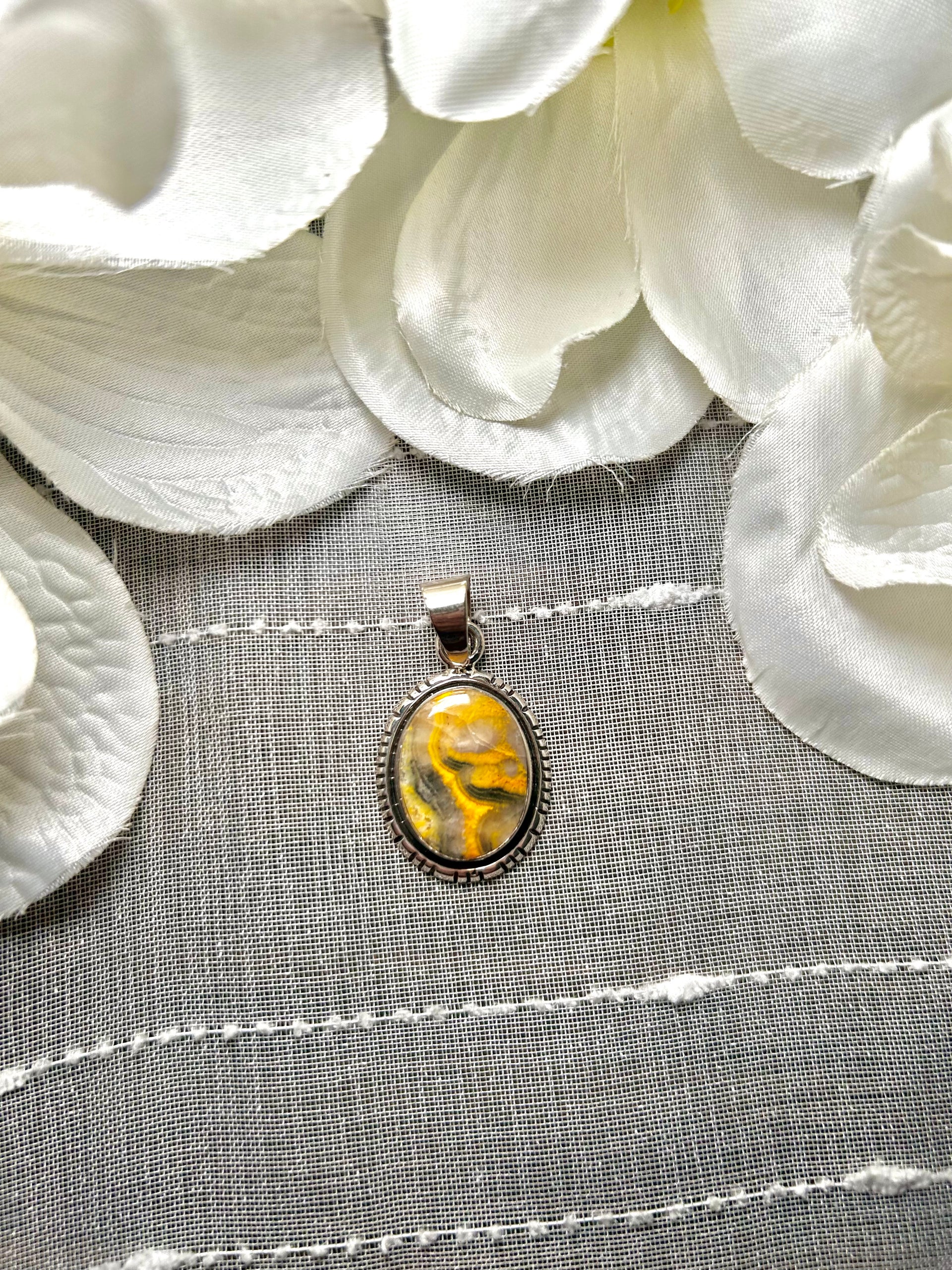 Navajo Made BB Agate & Sterling Silver Pendant