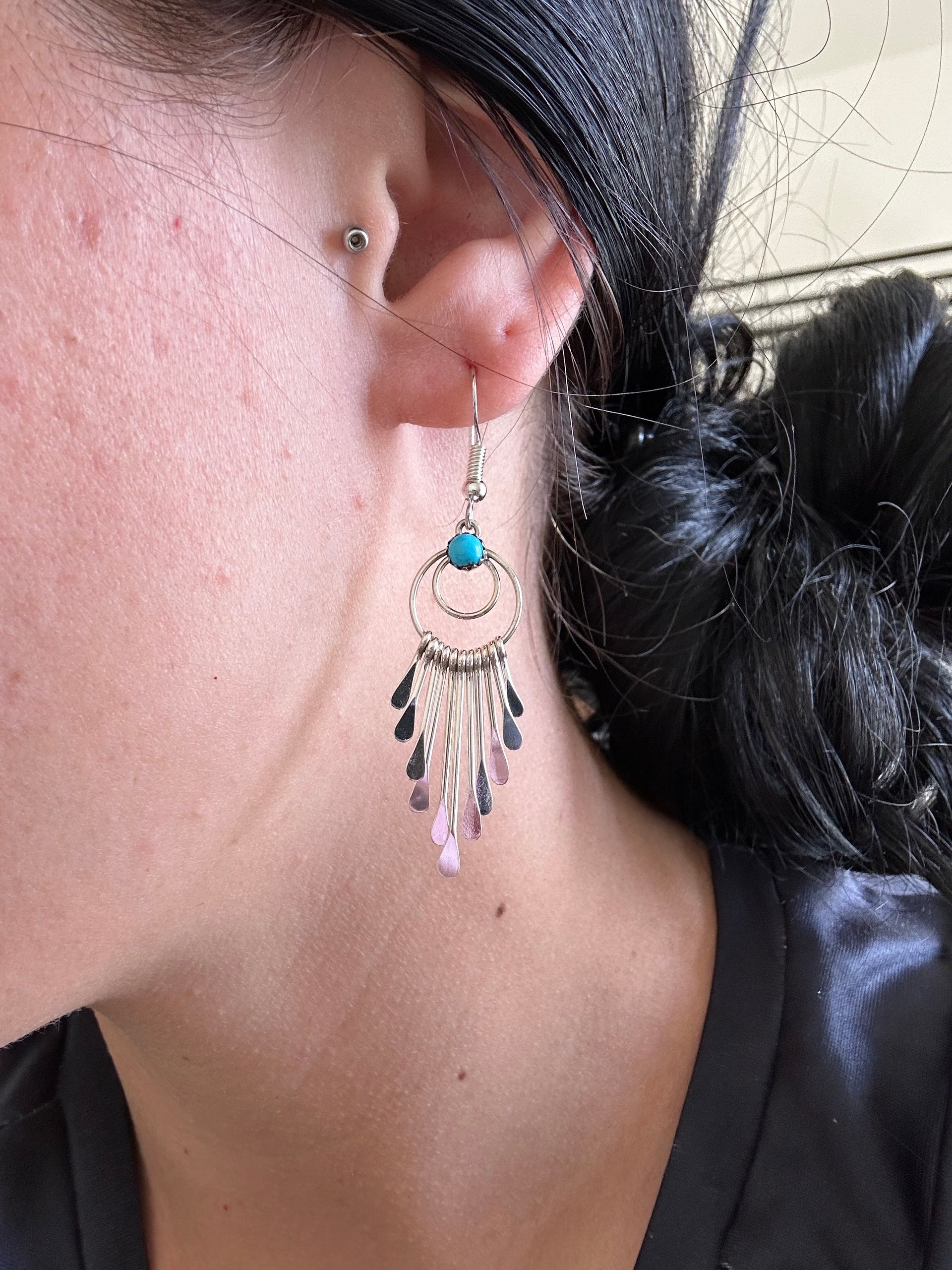 Pam Armstrong Kingman Turquoise & Sterling Silver Dangle Earrings