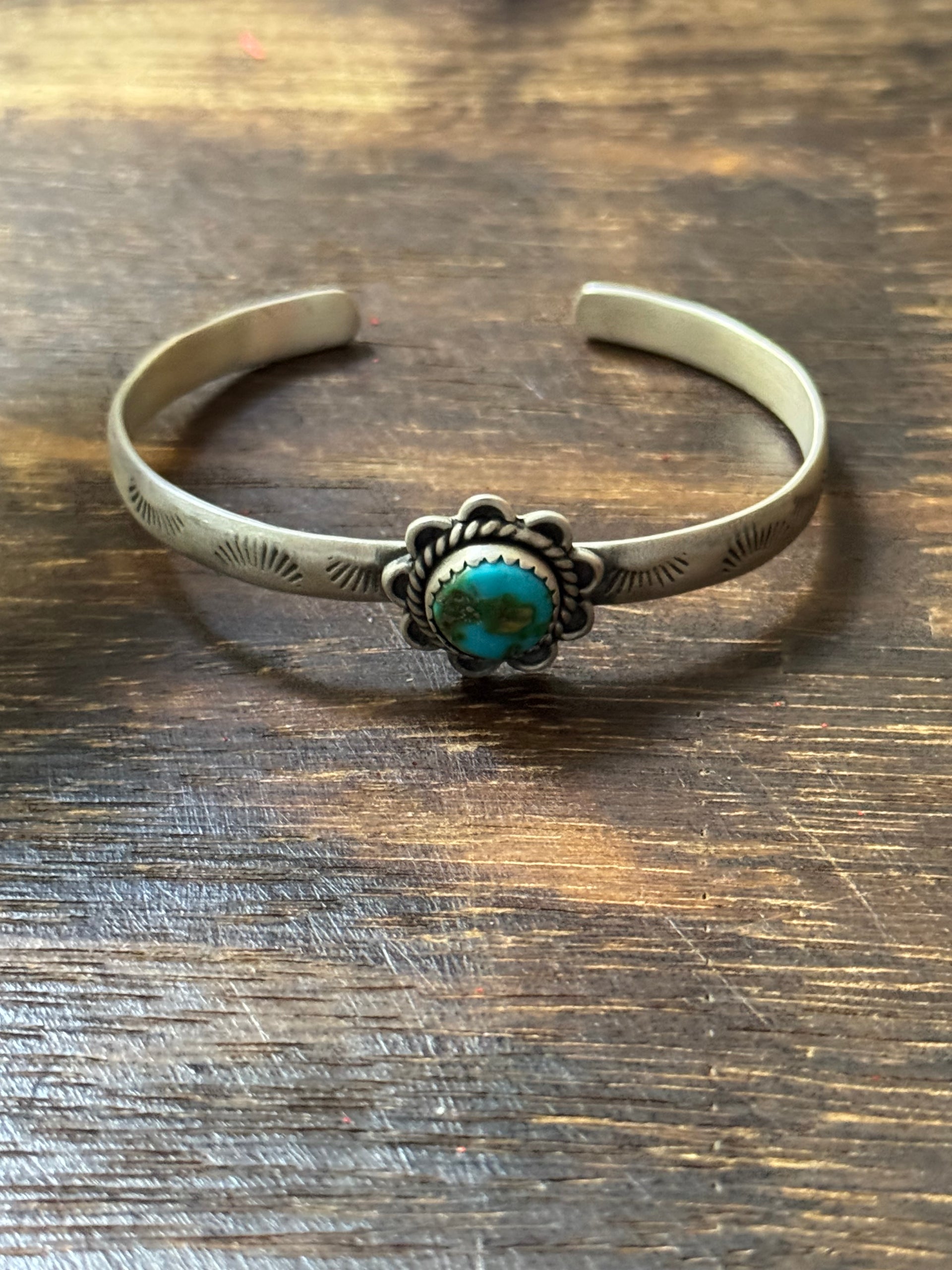 Southwest Sonoran Mountain Turquoise & Sterling Silver Cuff Bracelet
