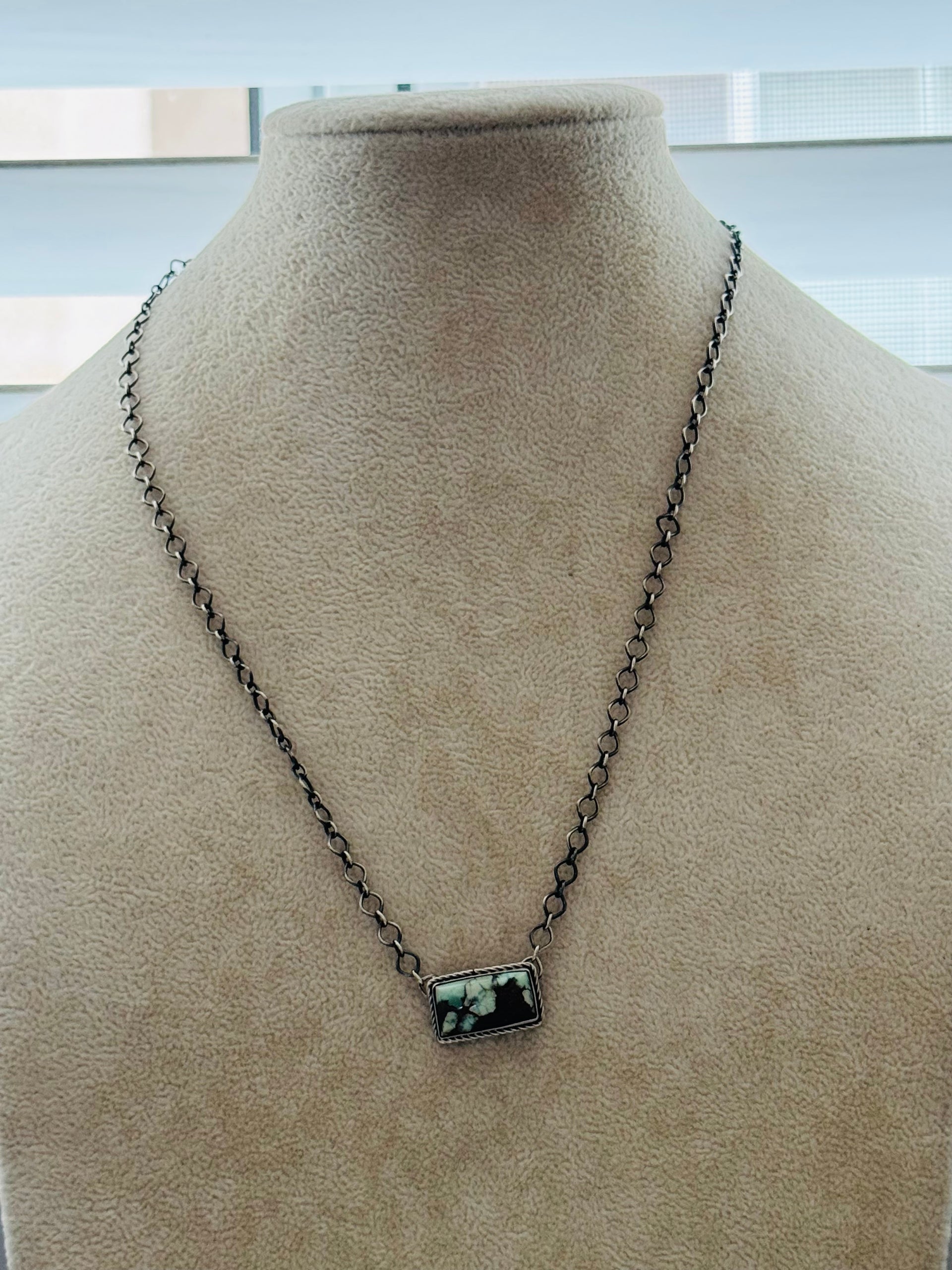 Navajo Made Royston Turquoise & Sterling Silver Necklace