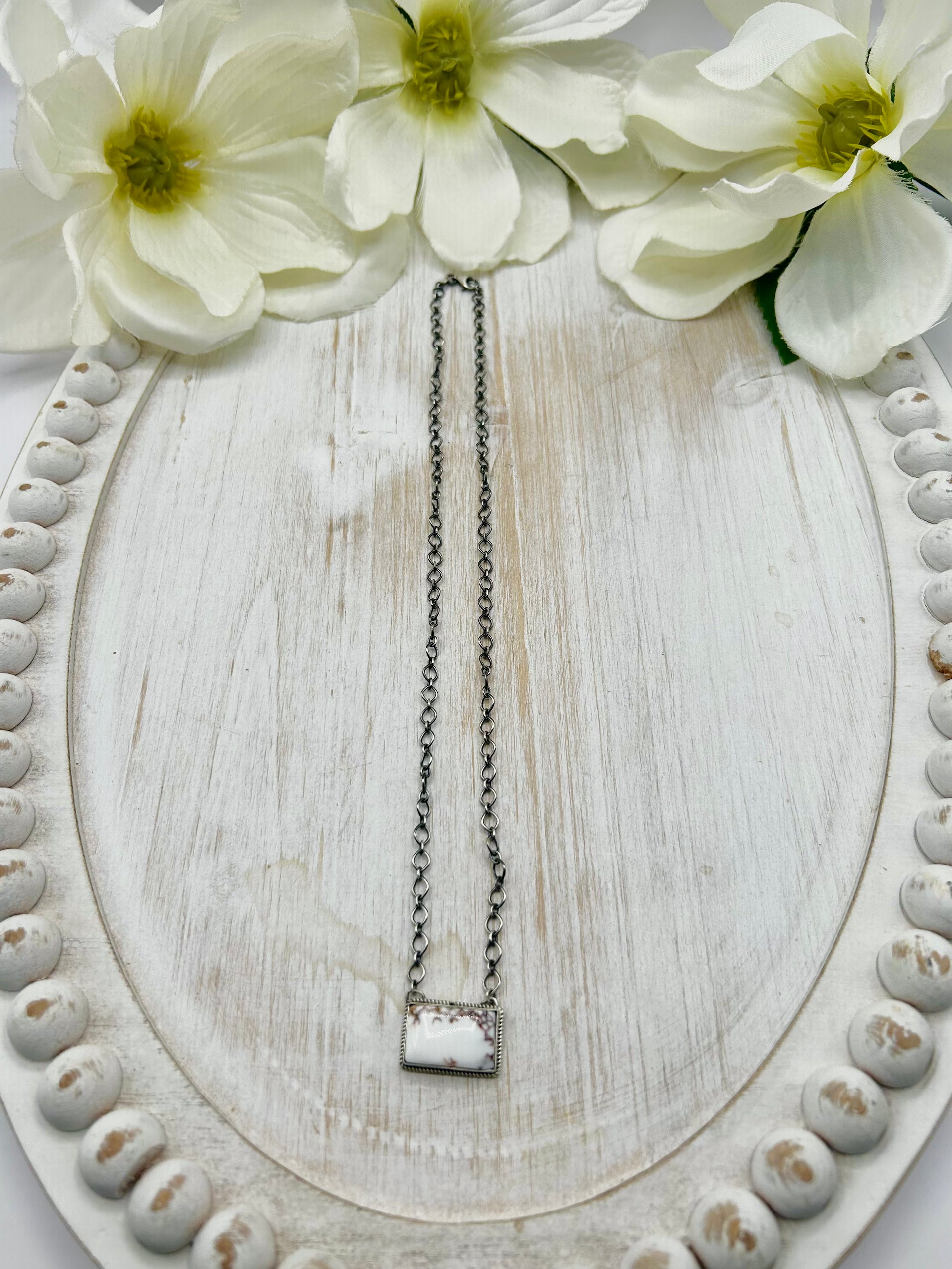 Navajo Made Wild Horse & Sterling Silver Necklace