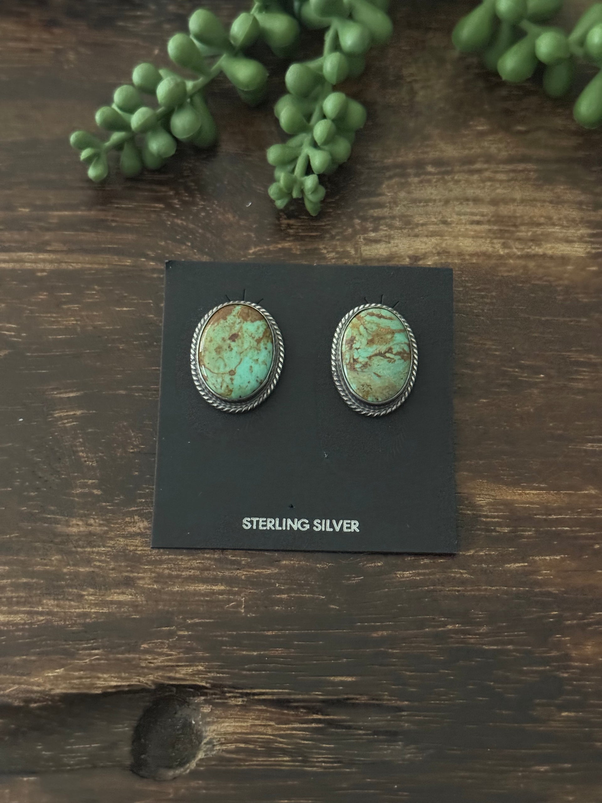 Larry Kaye Kingman Turquoise & Sterling Silver Post Earrings
