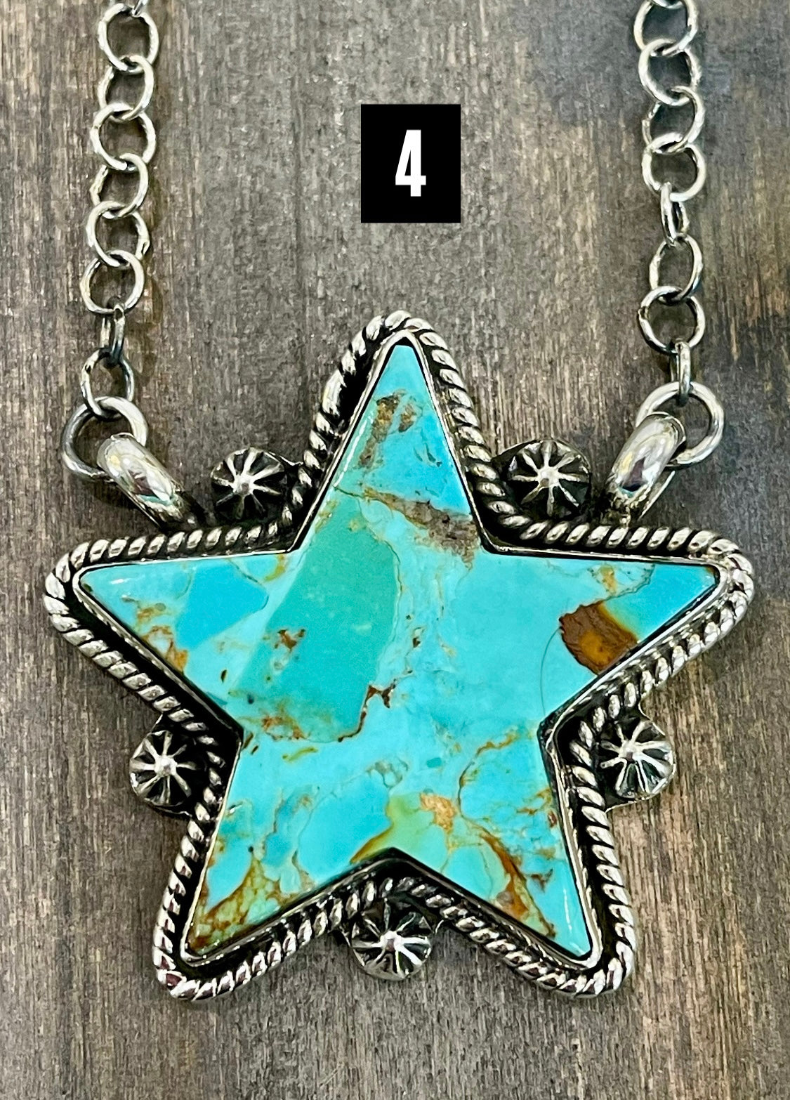 Southwest Handmade Kingman Turquoise & Sterling Silver Star Necklace