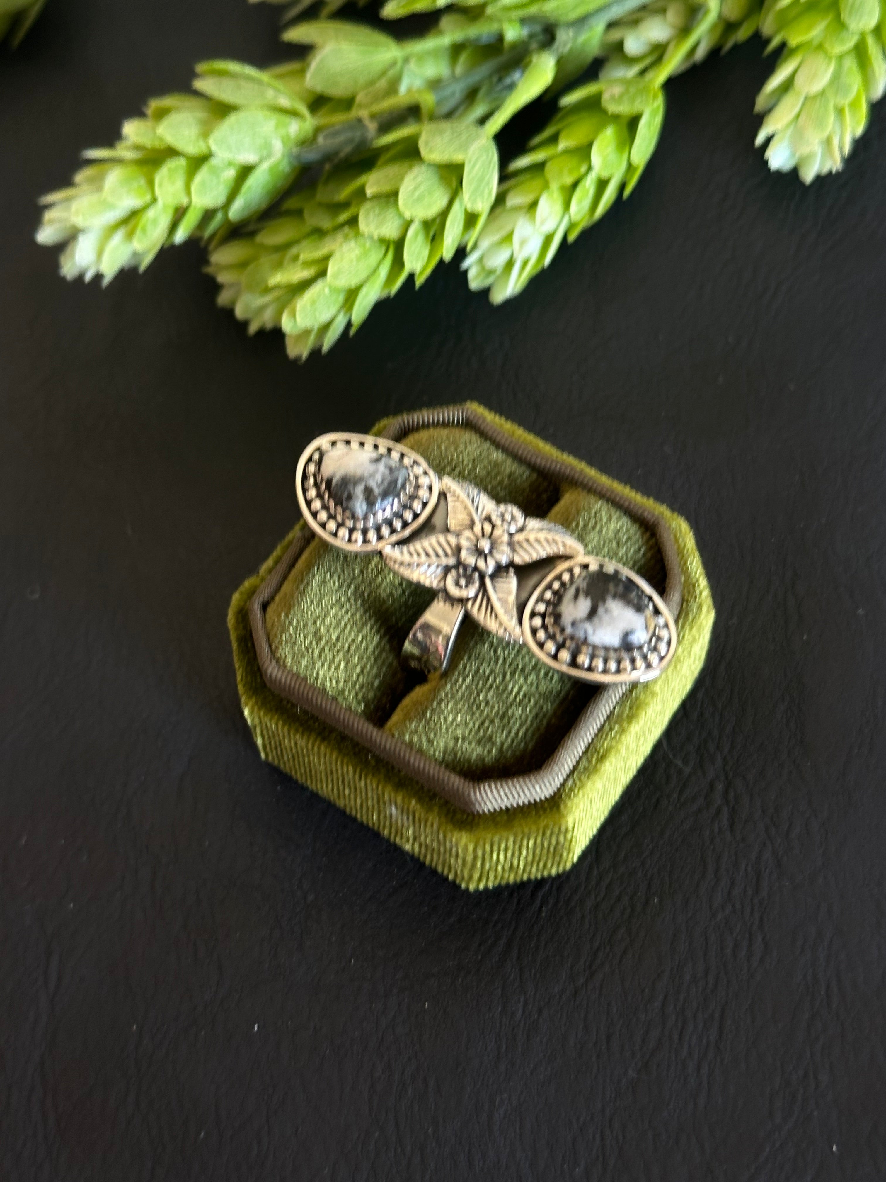 Southwest Handmade White Buffalo & Sterling Silver Adjustable Ring