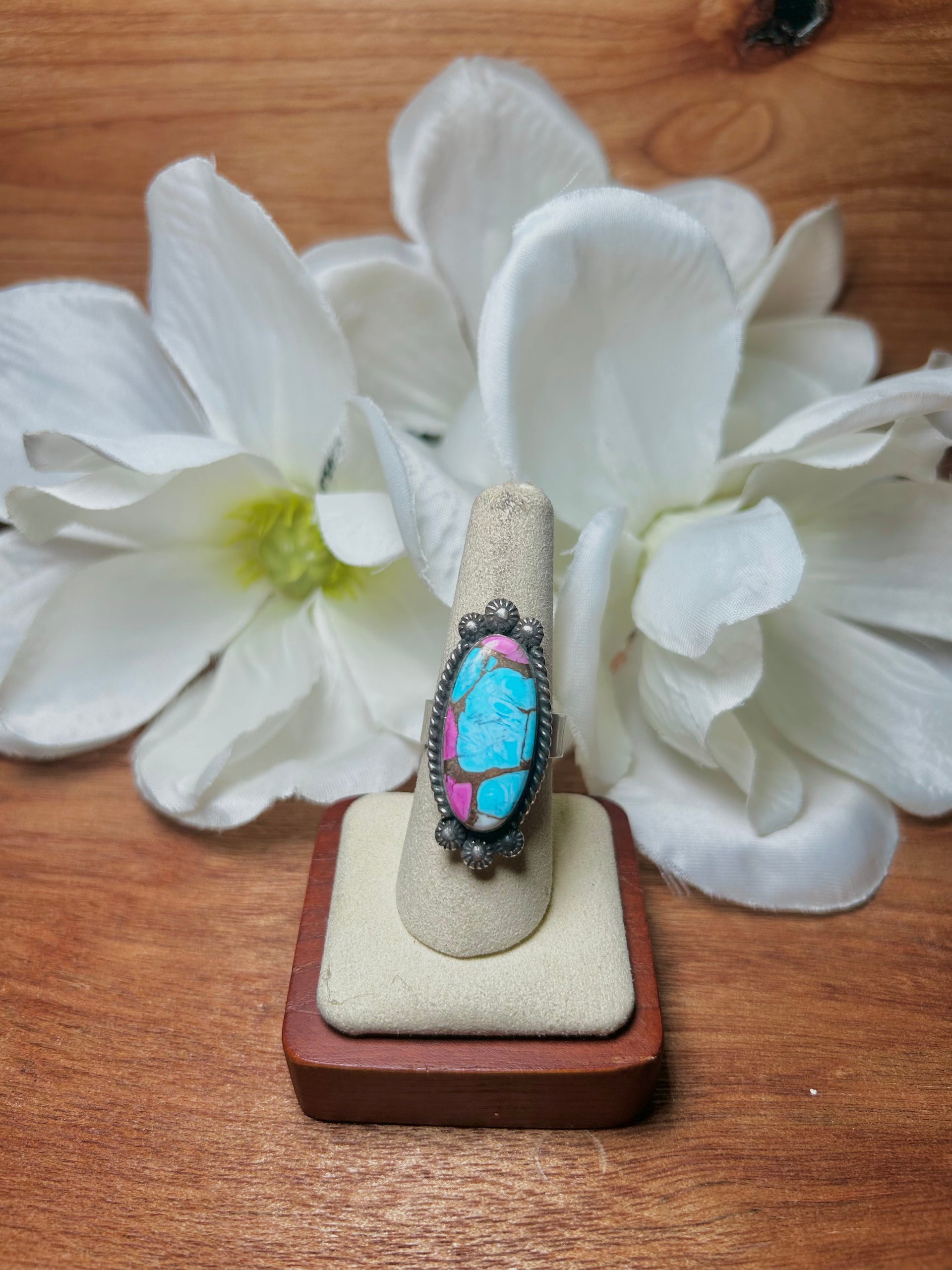 Zachariah David Cotton Candy Dahlia & Sterling Silver Adjustable Ring