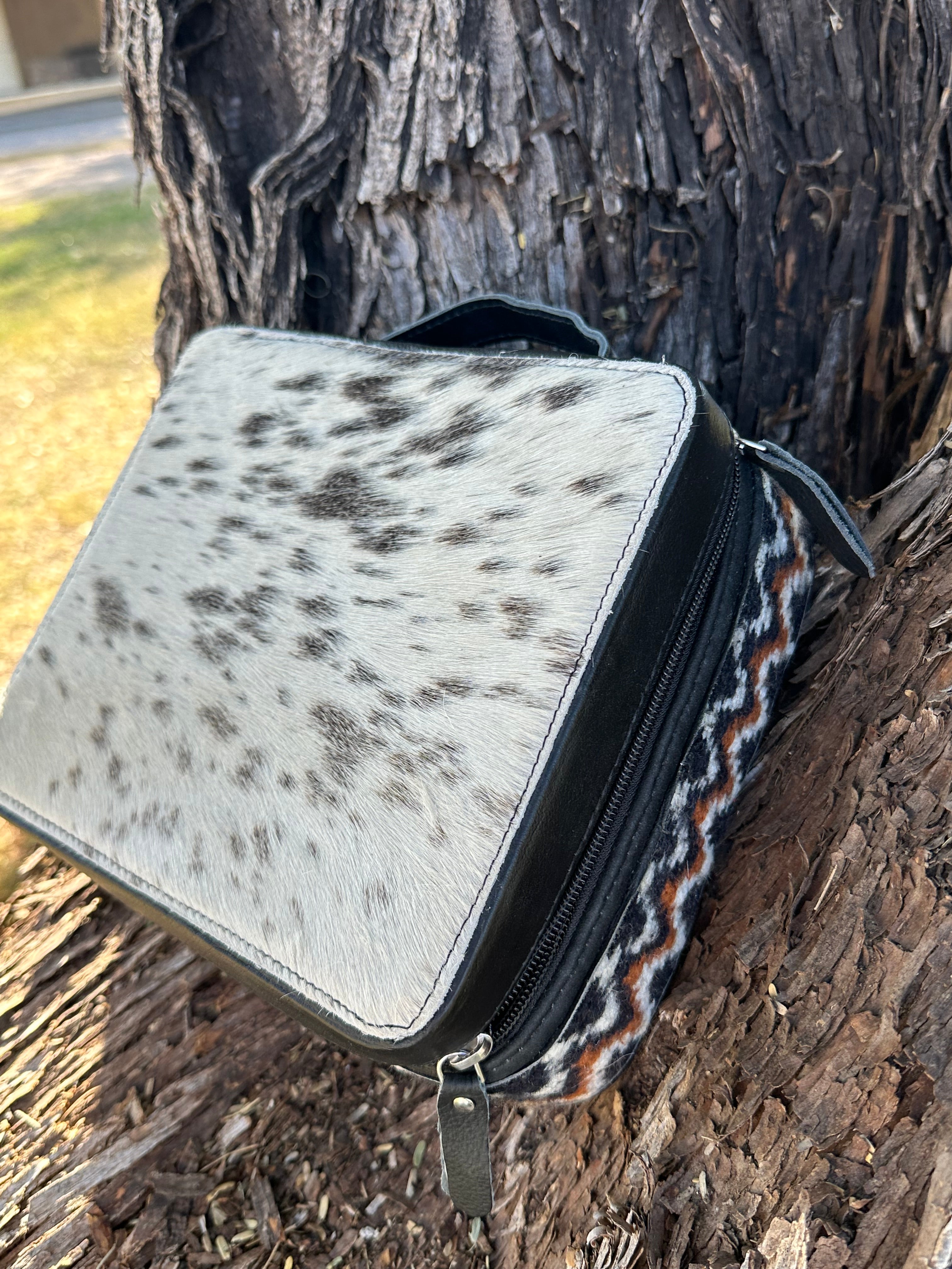 Genuine Leather Cowhide & Saddle Blanket Jewelry Box