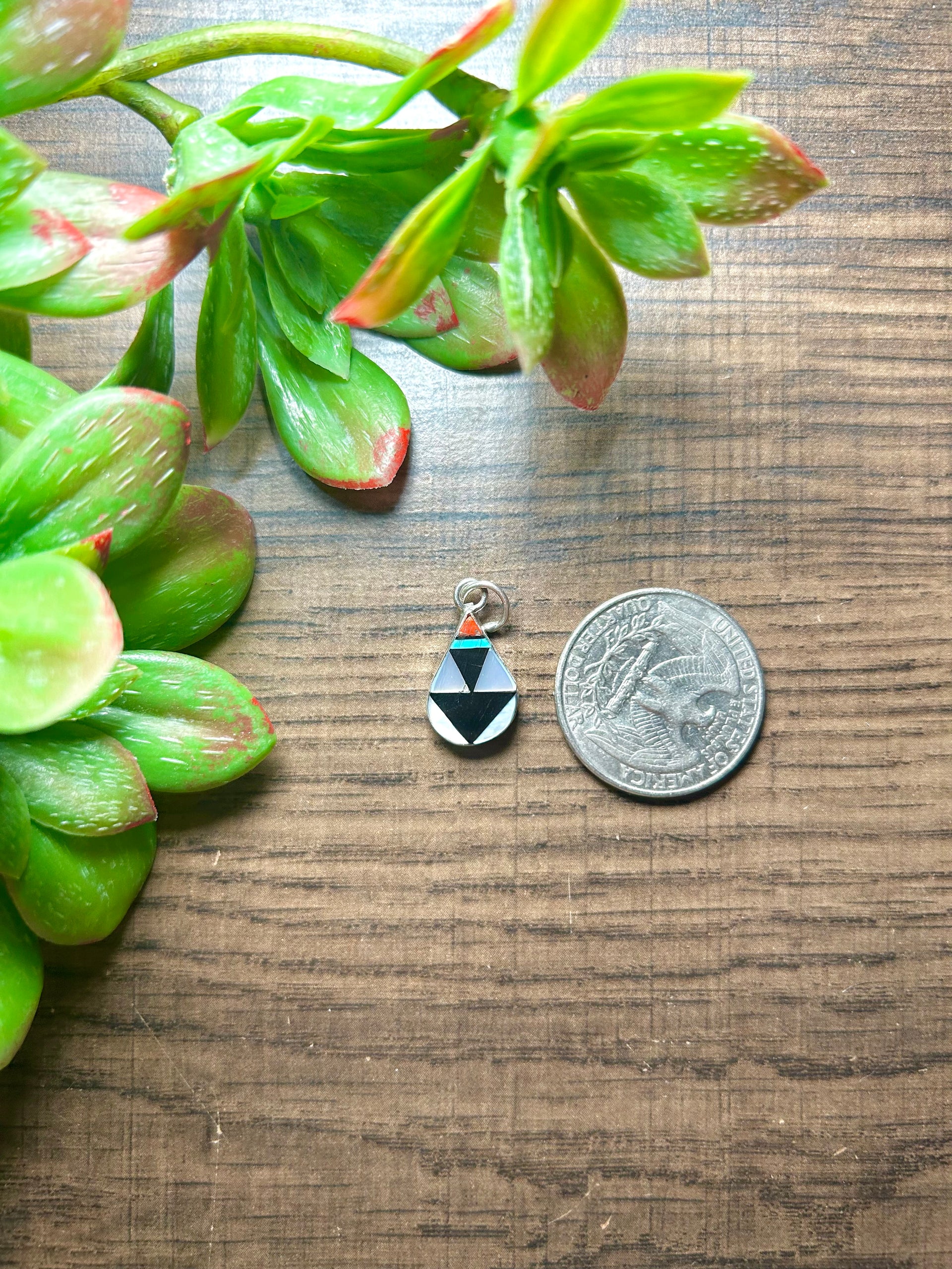 Zuni Made Multi Stone & Sterling Silver Pendant