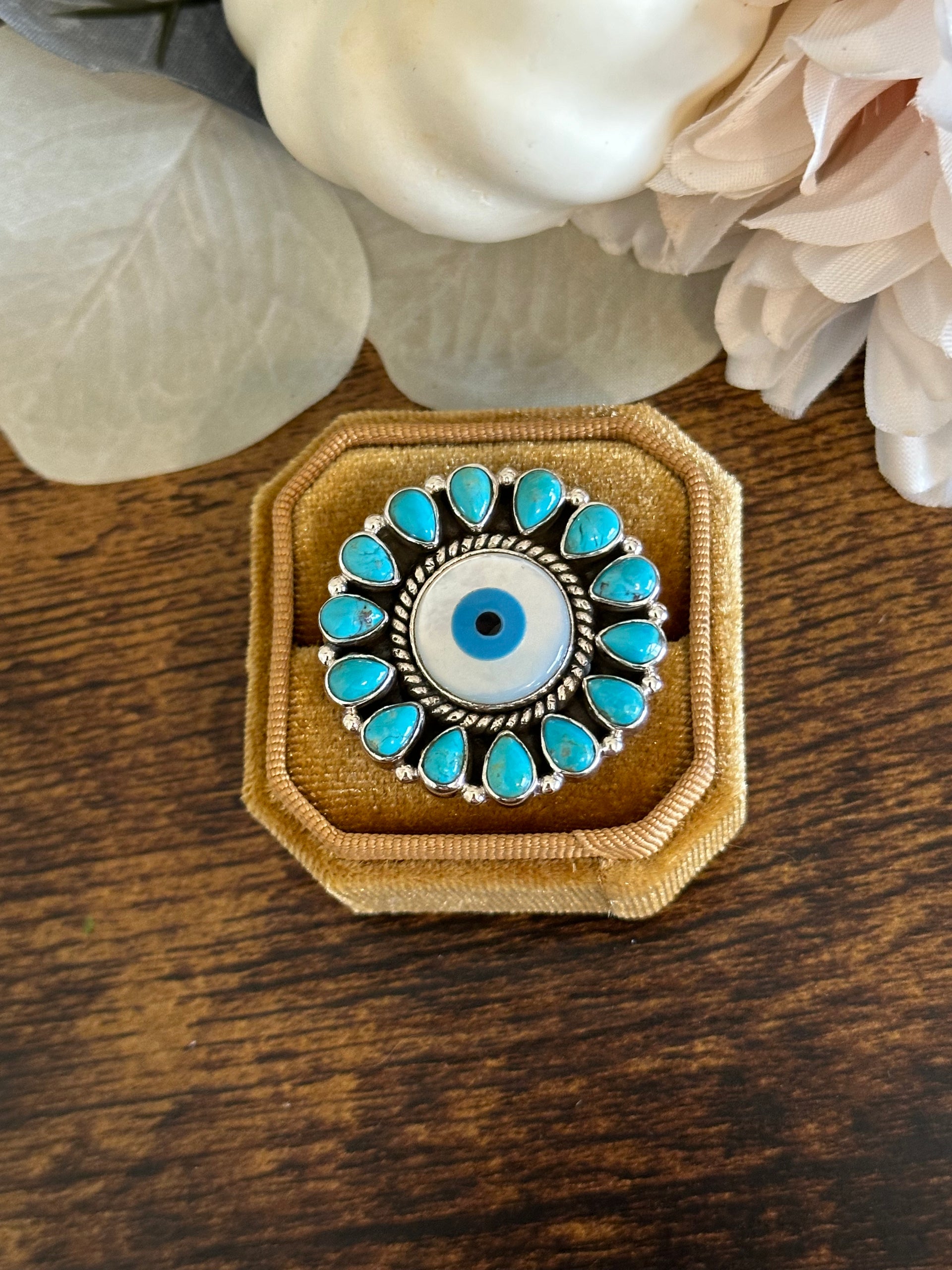 Southwest Handmade Multi Stone & Sterling Silver Adjustable Ring