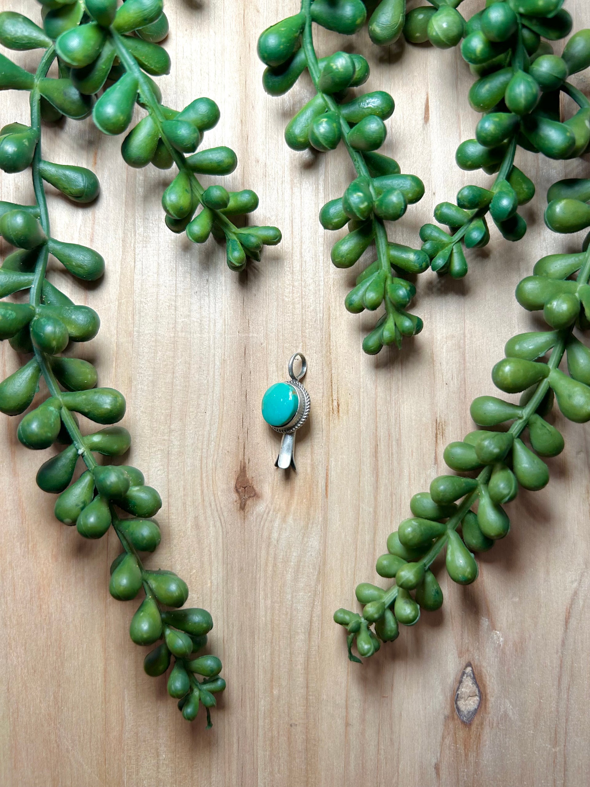 Navajo Made Kingman Turquoise & Sterling Silver Pendant