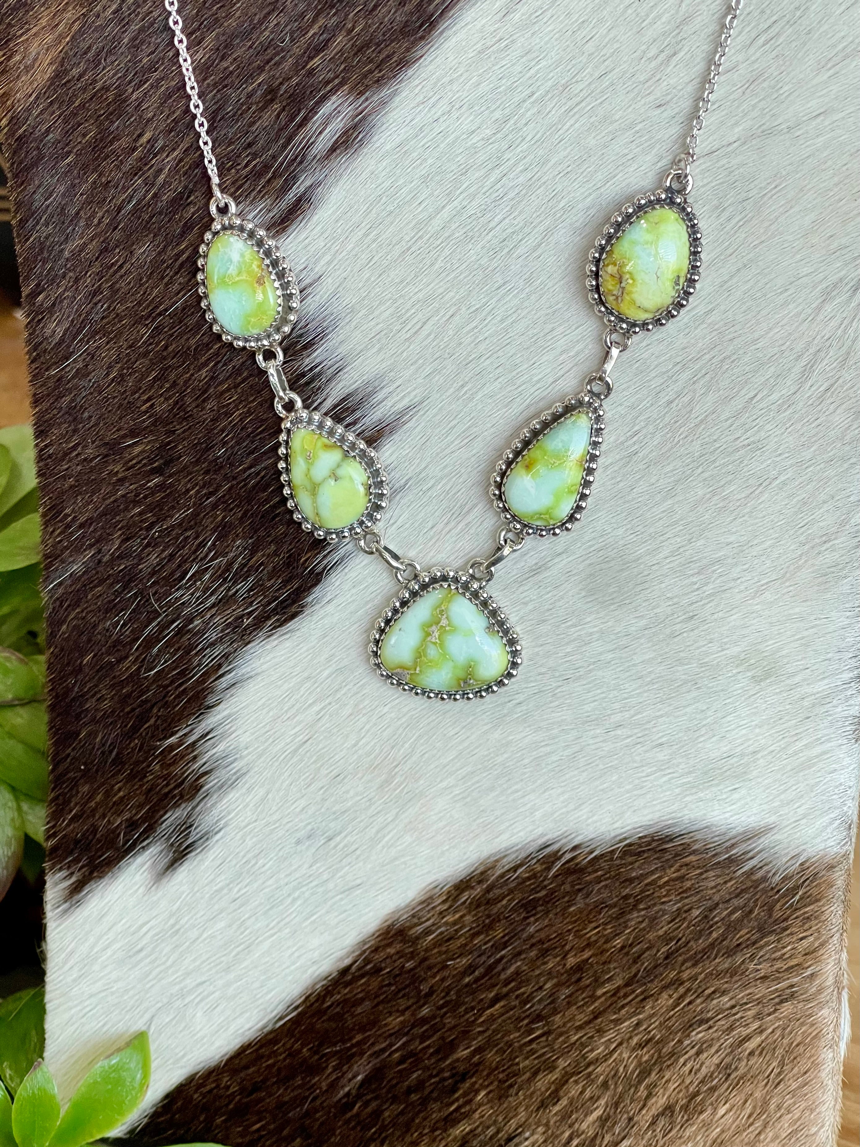 Southwest Palomino Variscite & Sterling Silver Necklace