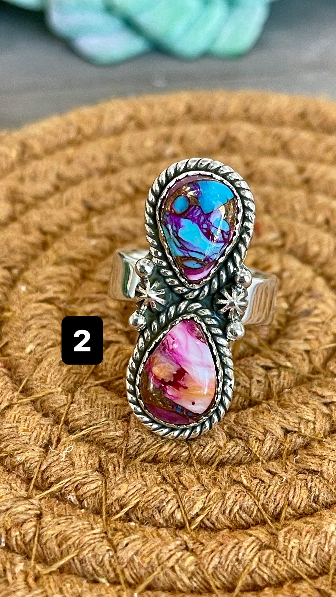 Southwest Handmade Pink Mohave & Sterling Silver Adjustable Ring