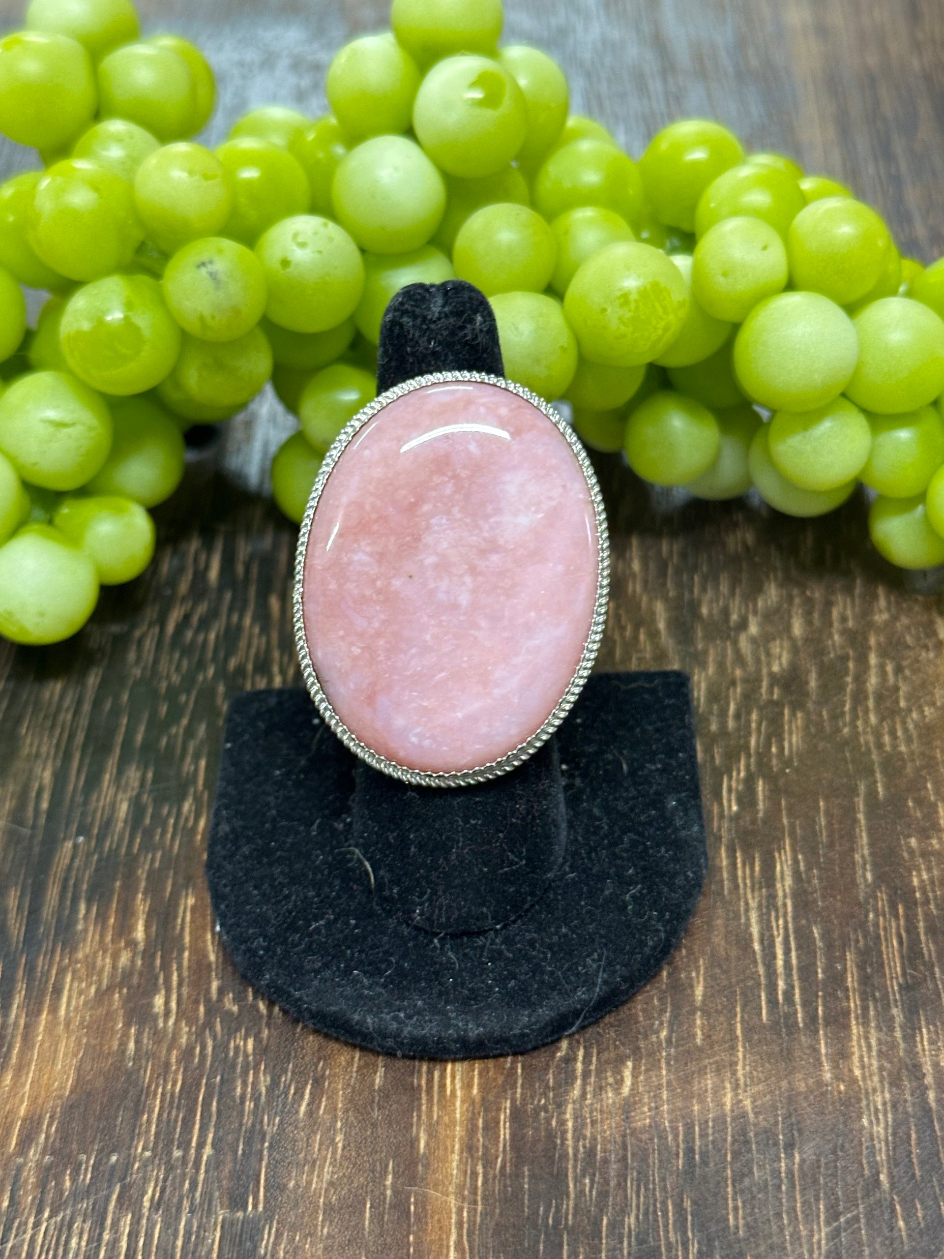 Reda Galvan Pink Peruvian Opal & Sterling Silver Ring Size 8.25