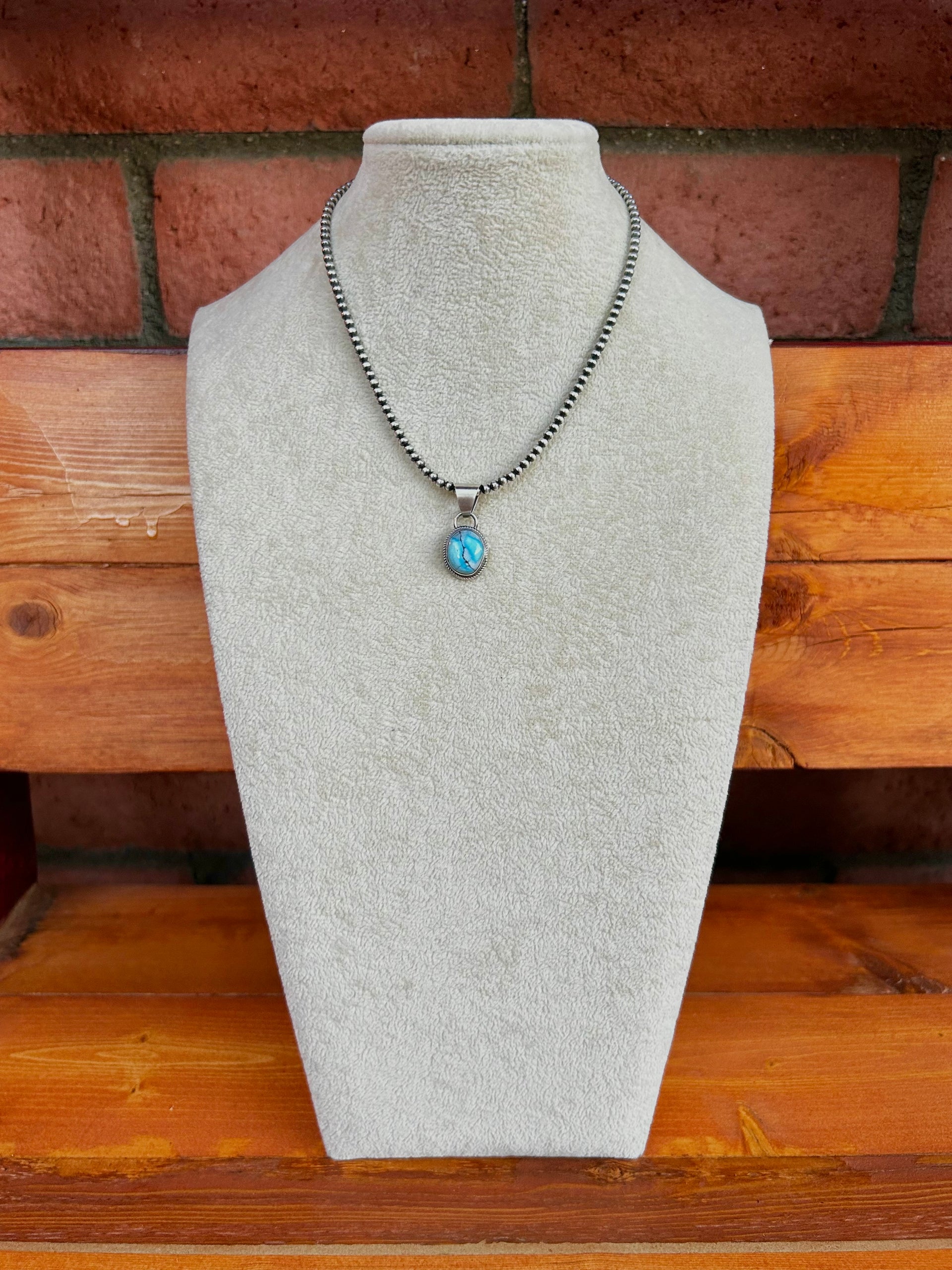 Navajo Made Golden Hill’s Turquoise & Sterling Silver Pendant