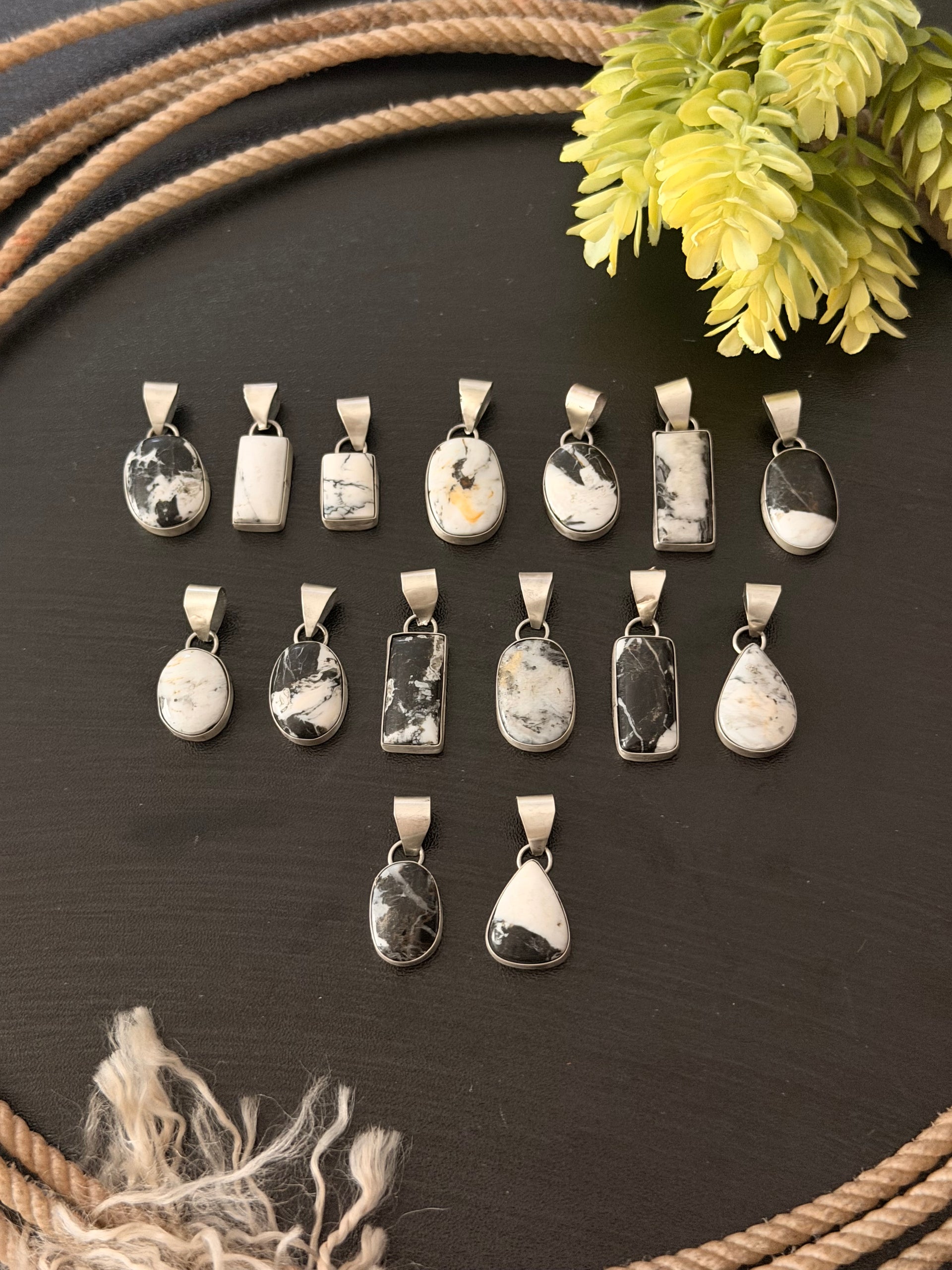 Navajo Made White Buffalo Sterling Silver Pendant