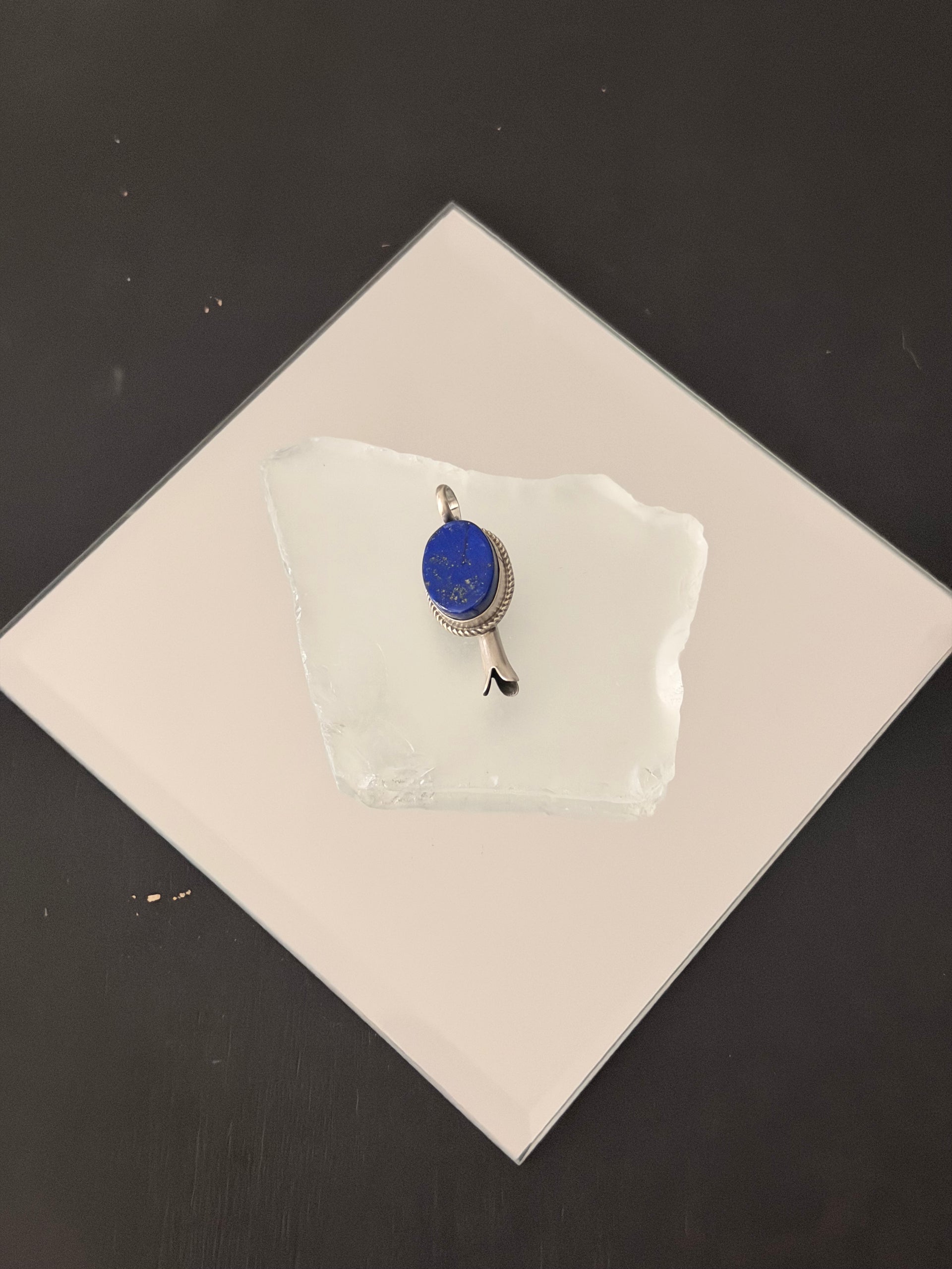 Navajo Made Lapis & Sterling Silver Blossom Pendant
