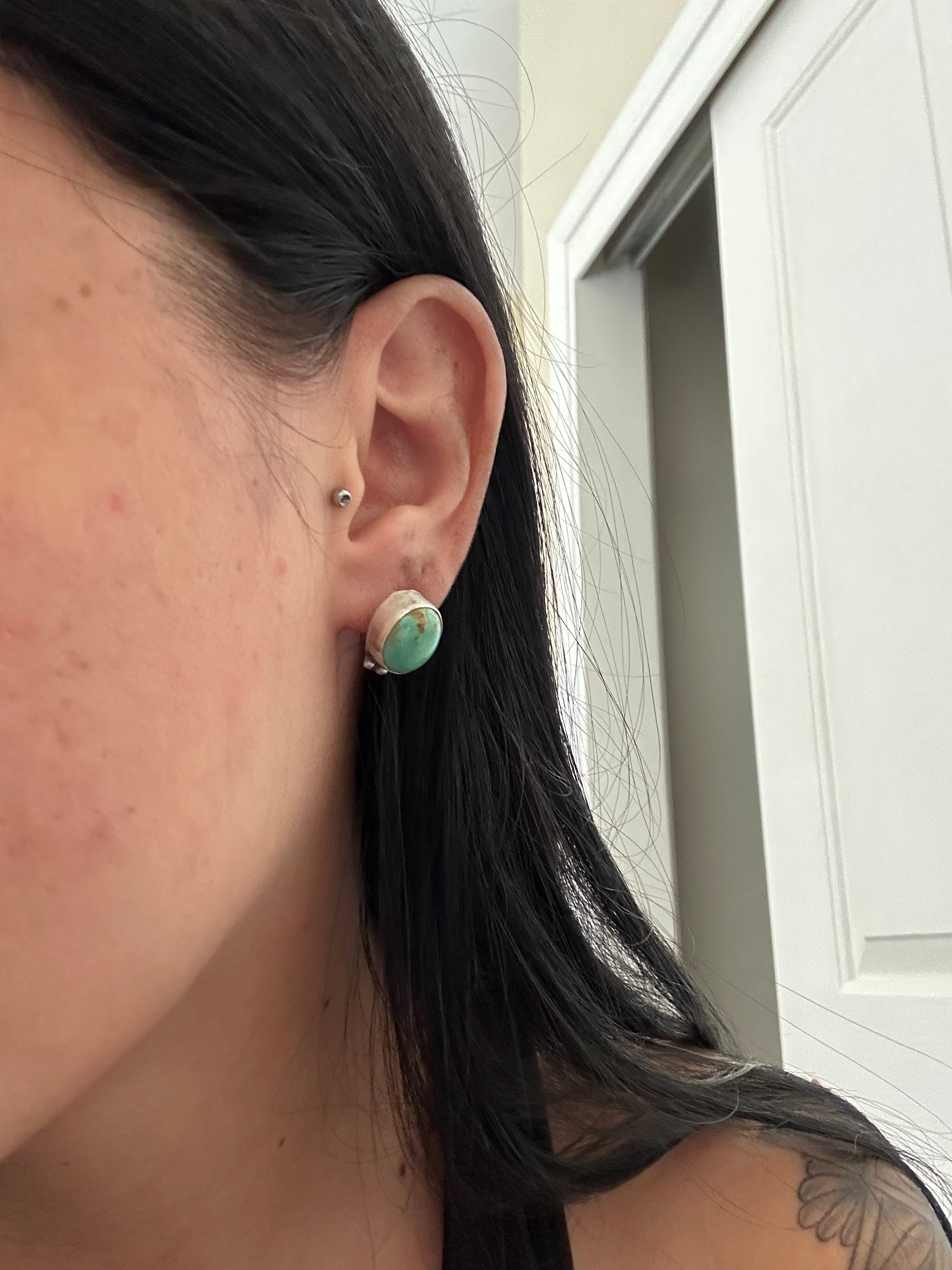 Judith Dixon Kingman Turquoise & Sterling Silver Post Earrings