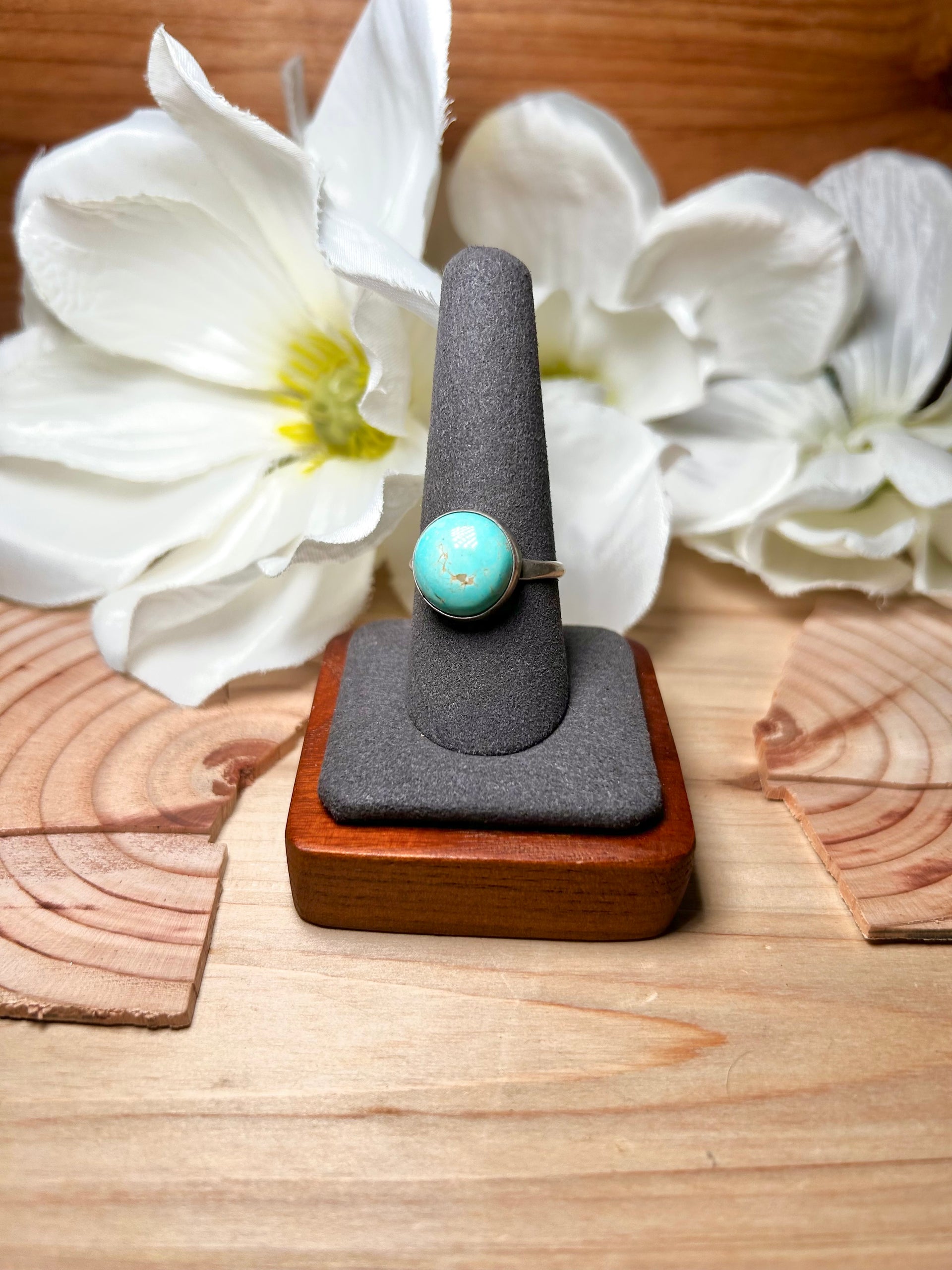 Navajo Made Royston Turquoise & Sterling Silver Ring Size 9.5