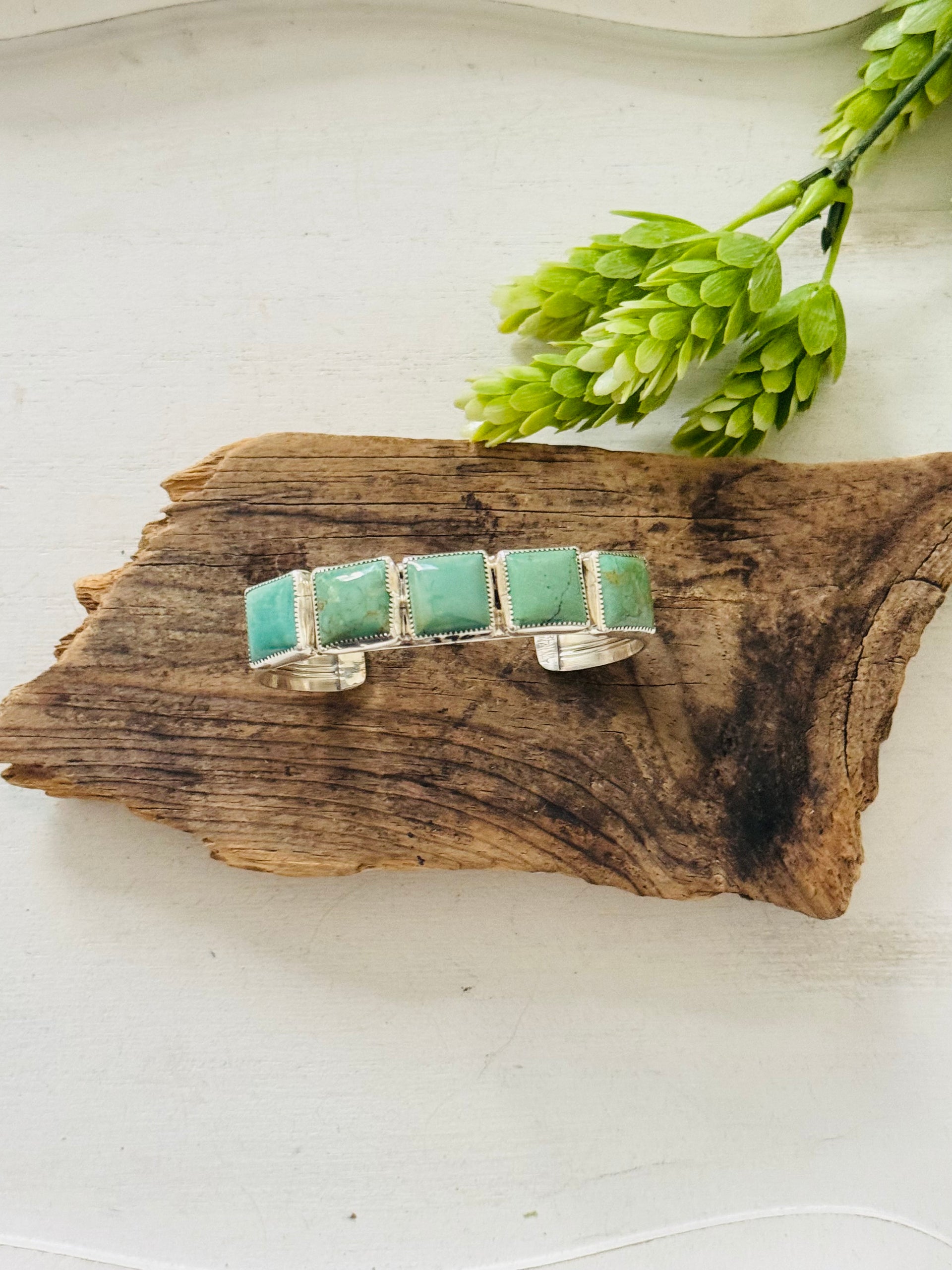 Navajo Made Kingman Turquoise & Sterling Silver Cuff Bracelet