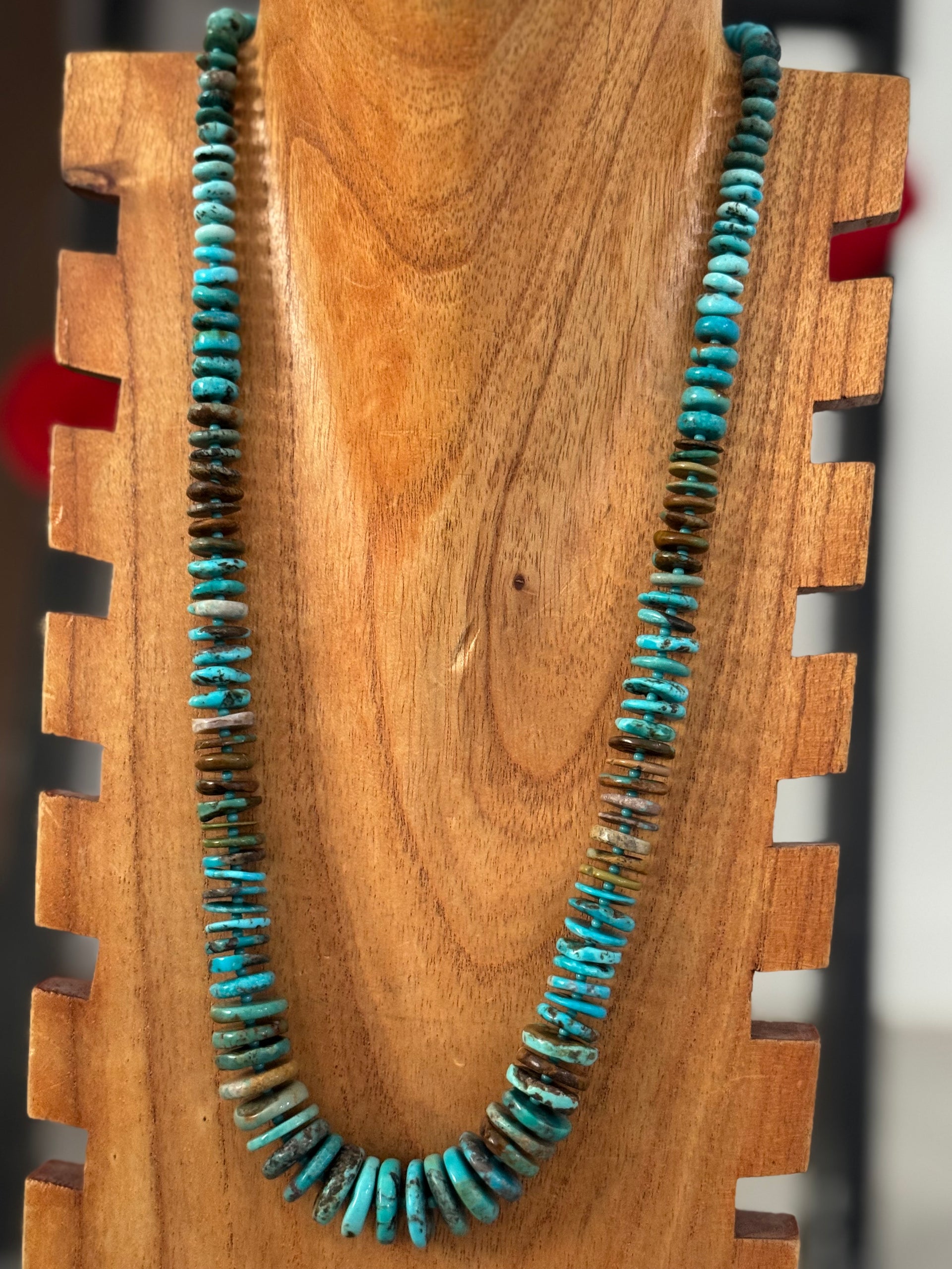 Navajo Strung Mixed Turquoise & Sterling Silver Necklace