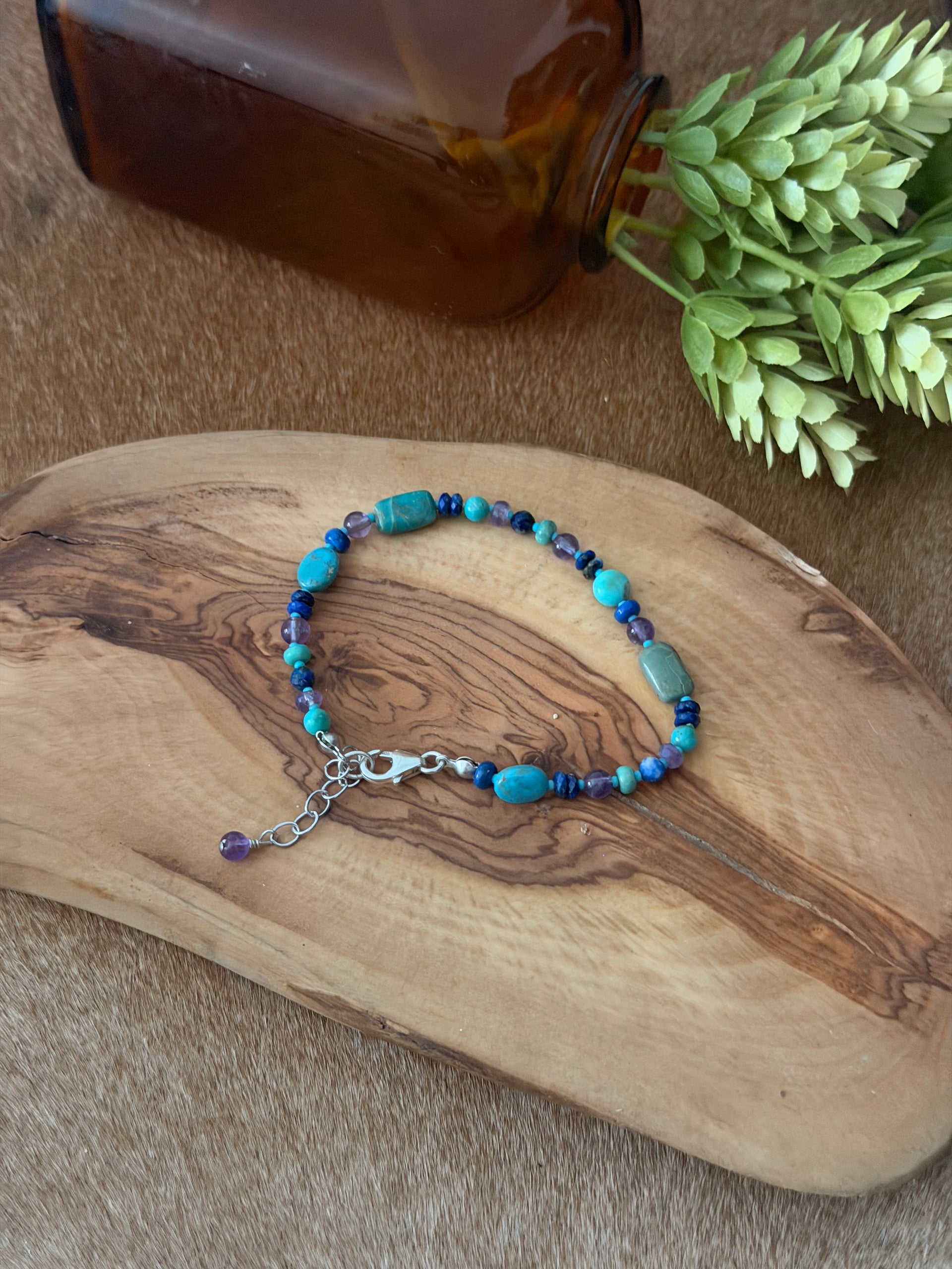 Mary Salazar Multi Stone & Sterling Silver Beaded Bracelet