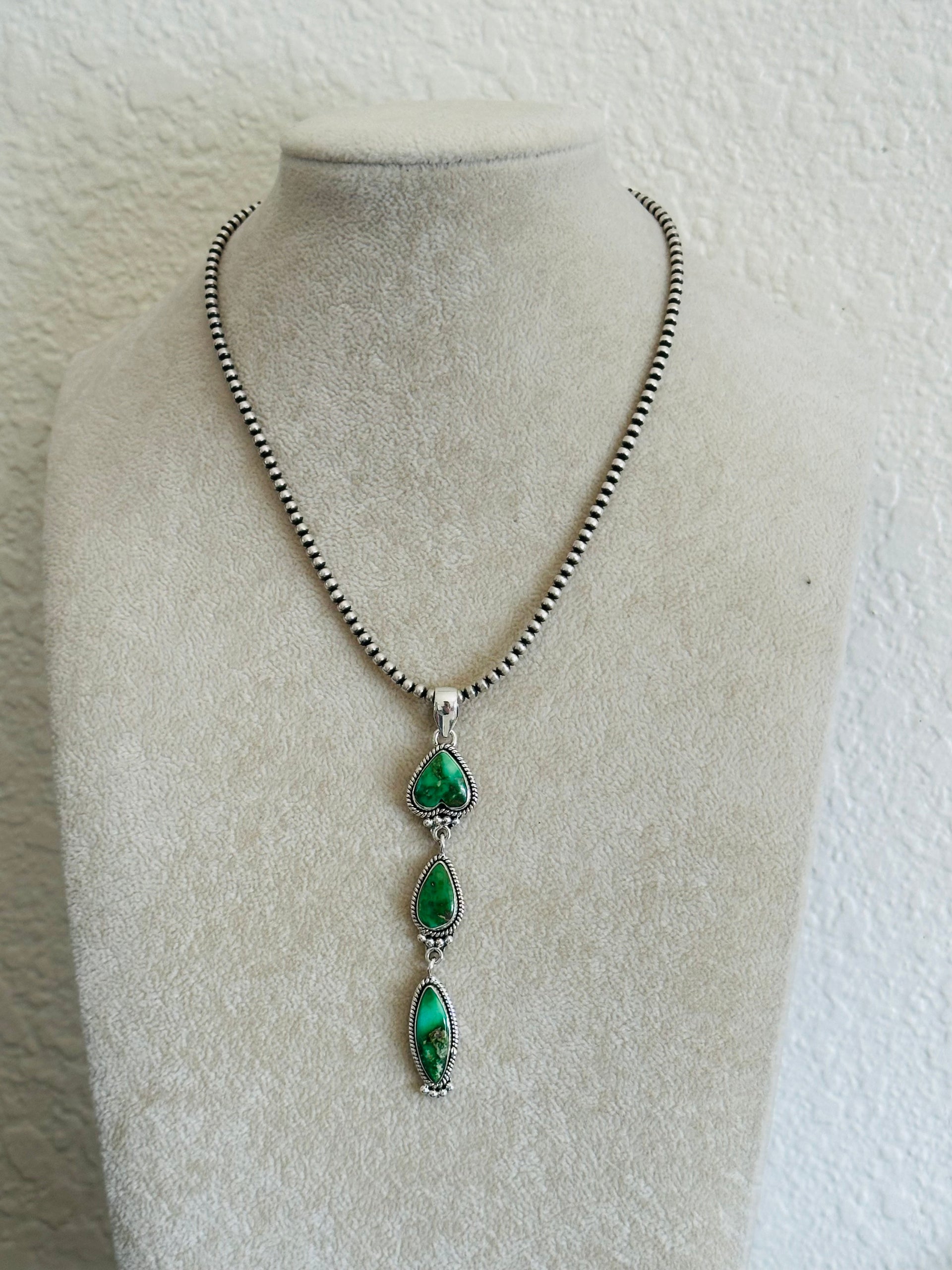 Southwest Handmade Sonoran Gold Turquoise & Sterling Silver Pendant