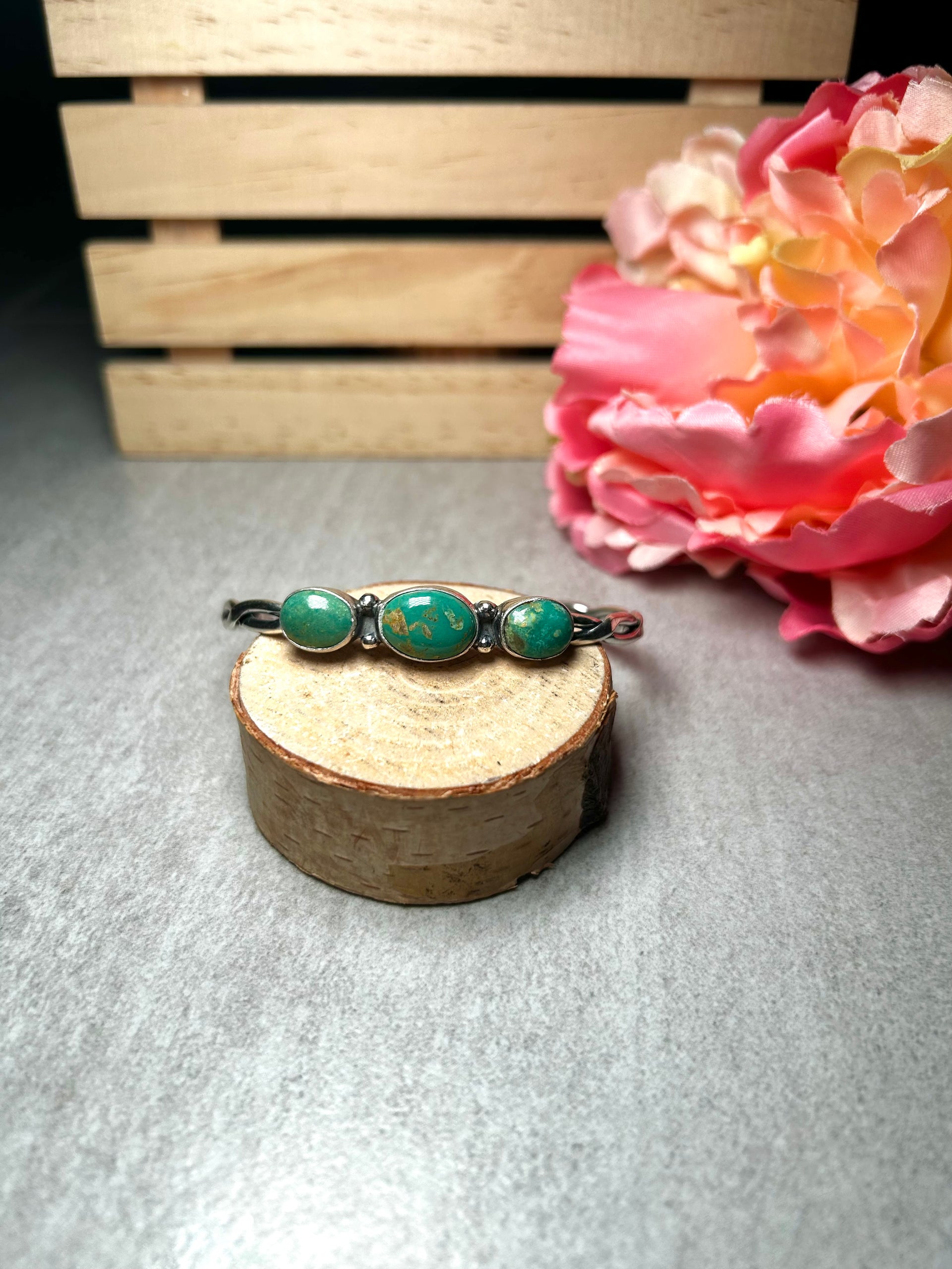 Navajo Made Kingman Turquoise & Sterling Silver Cuff Bracelet
