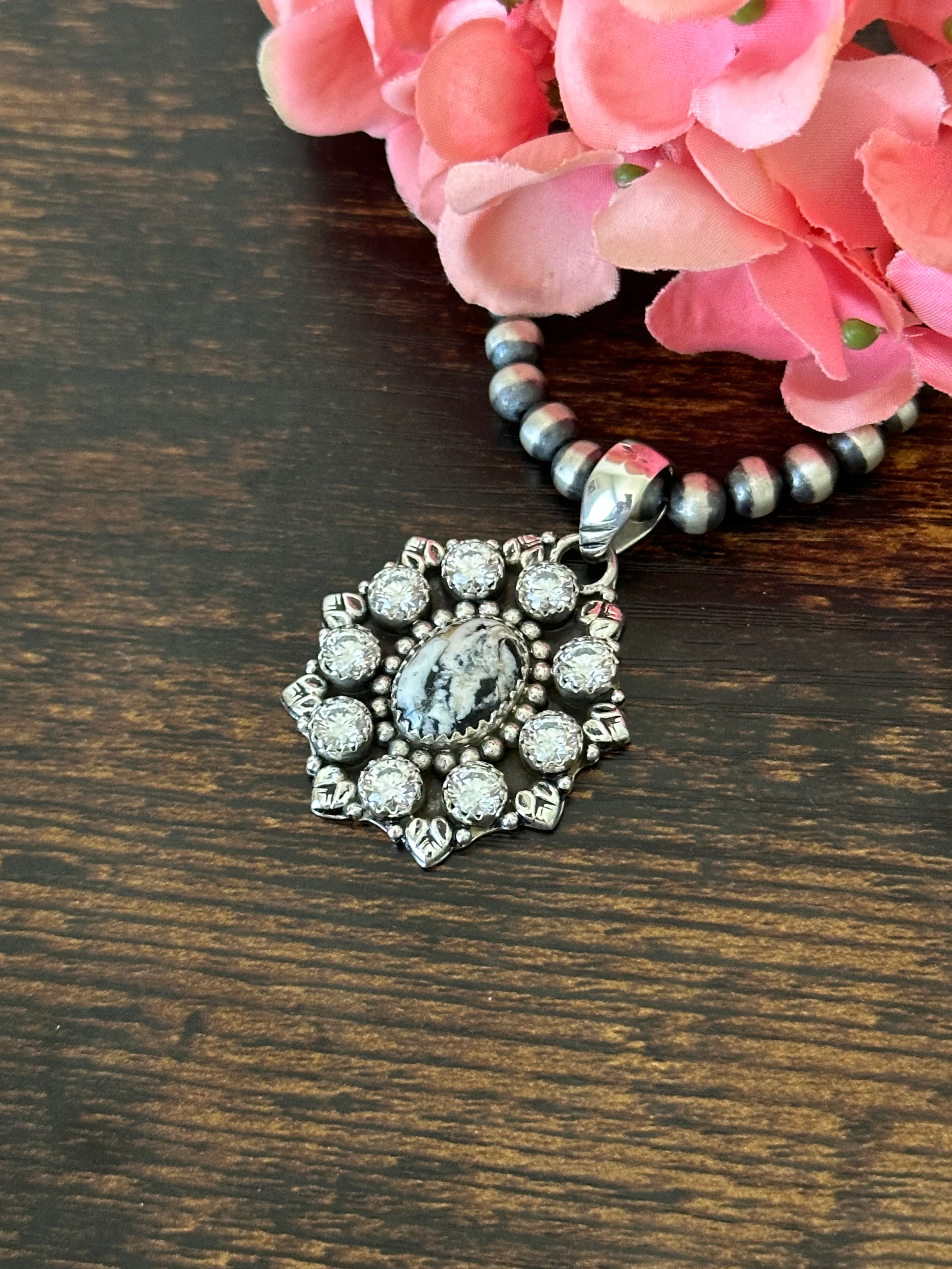 Southwest Handmade Multi Stone & Sterling Silver Cluster Pendant