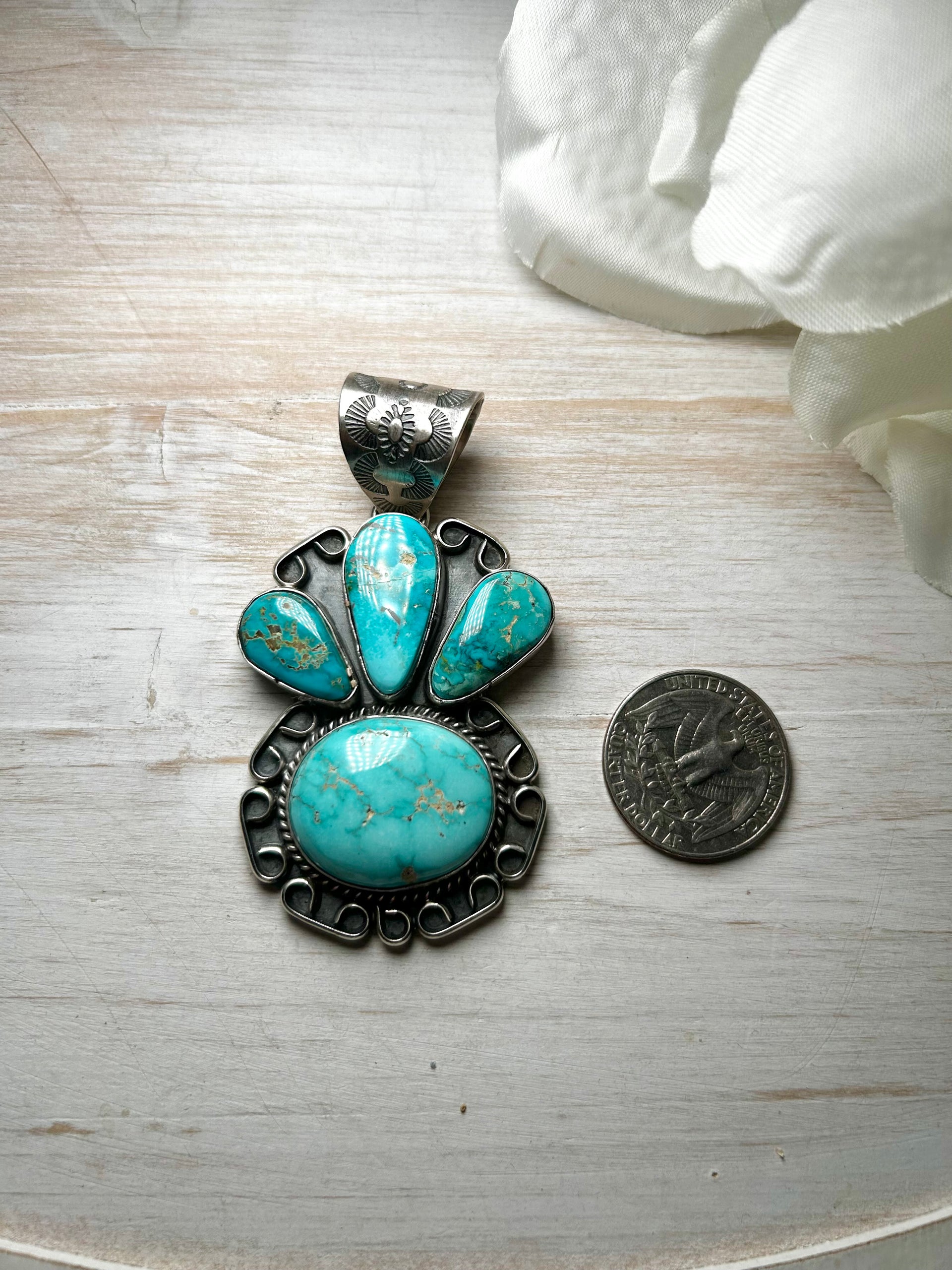 Navajo Made Royston Turquoise & Sterling Silver Pendant