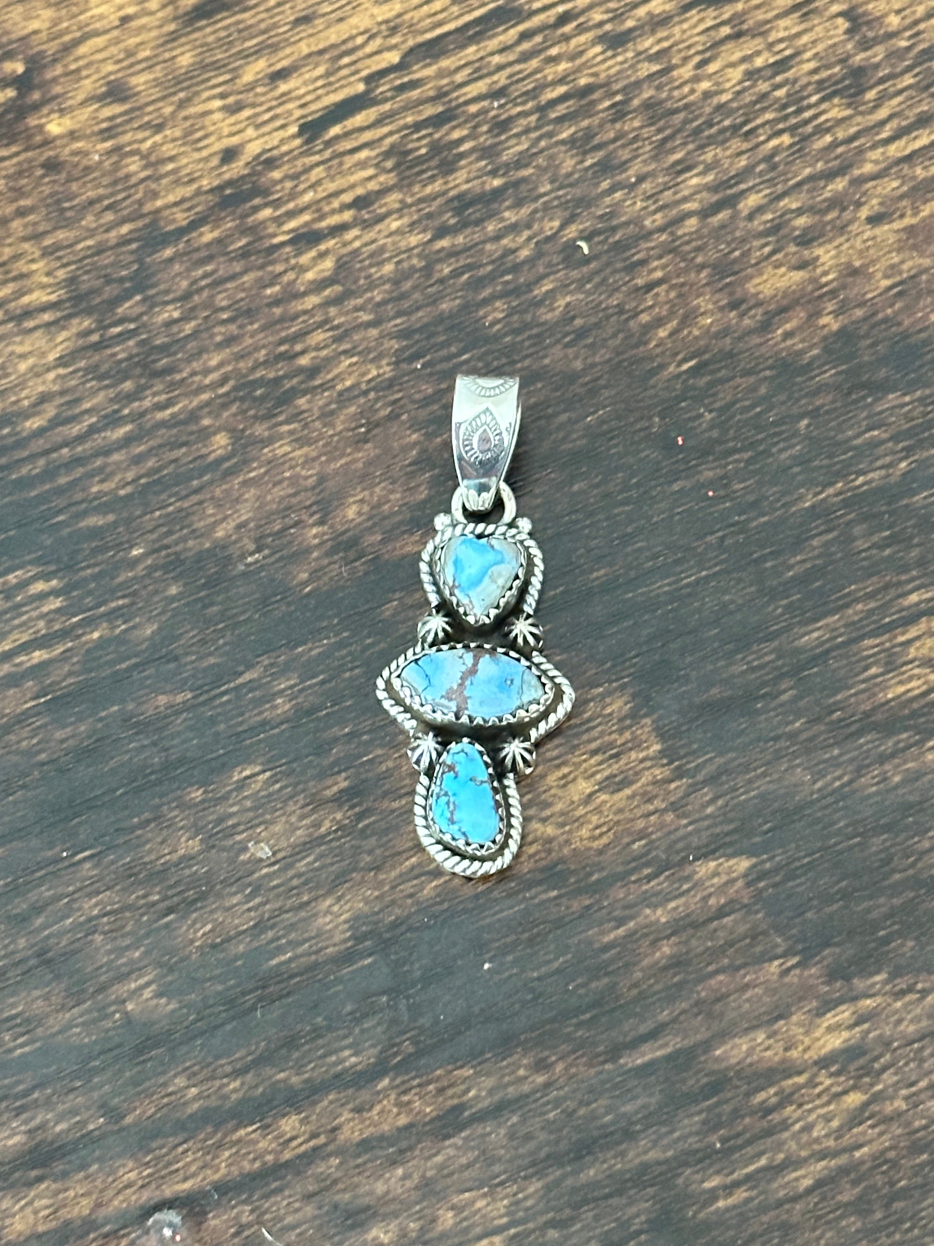 Southwest Handmade Golden Hills Turquoise & Sterling Silver Pendant