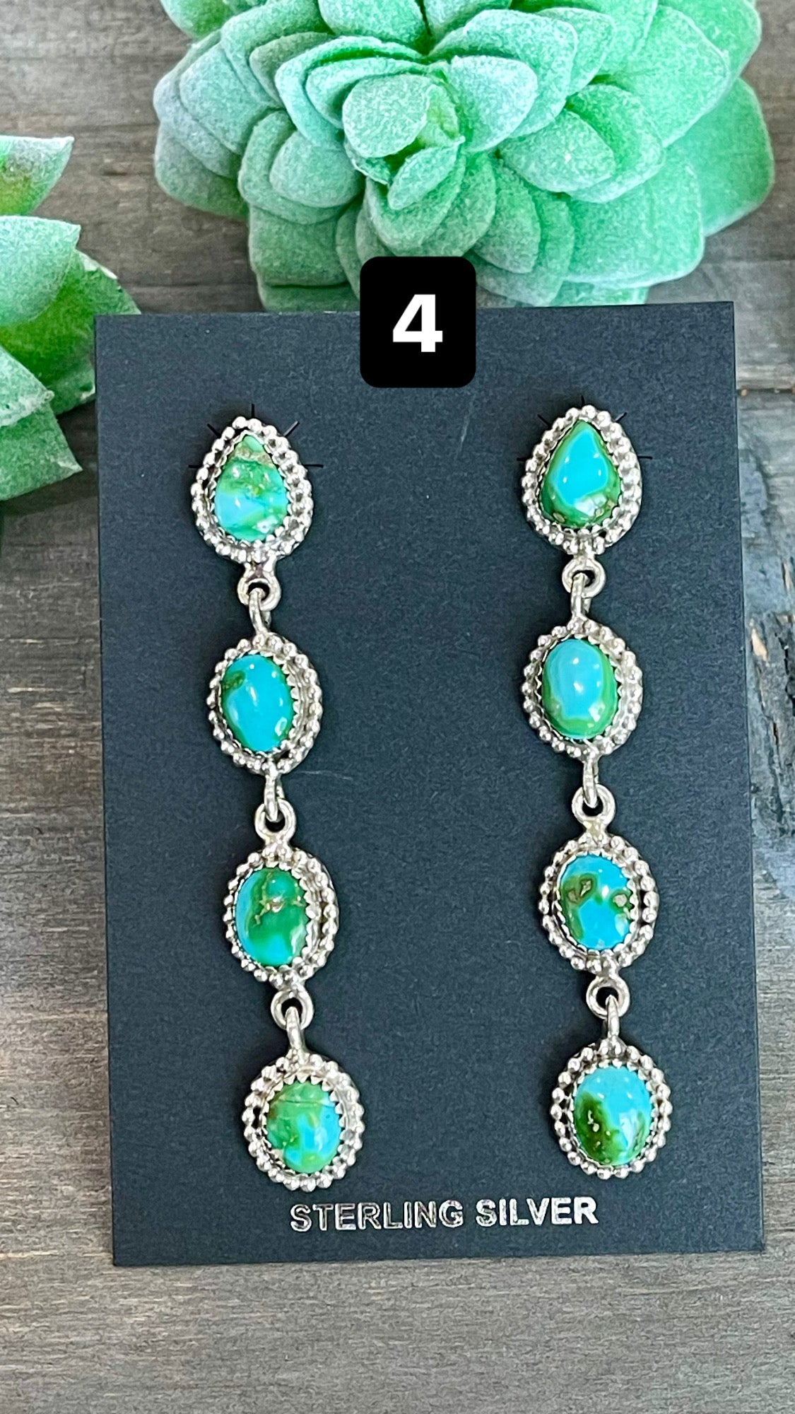 Southwest Handmade Sonoran Mountain Turquoise & Sterling Silver Post Dangle Earrings