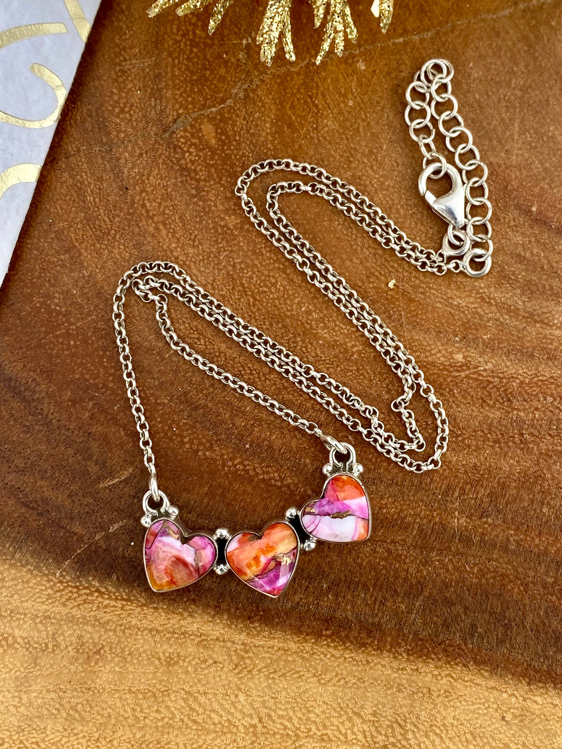 Southwest Handmade Pink Mohave Turquoise & Sterling Silver Necklace