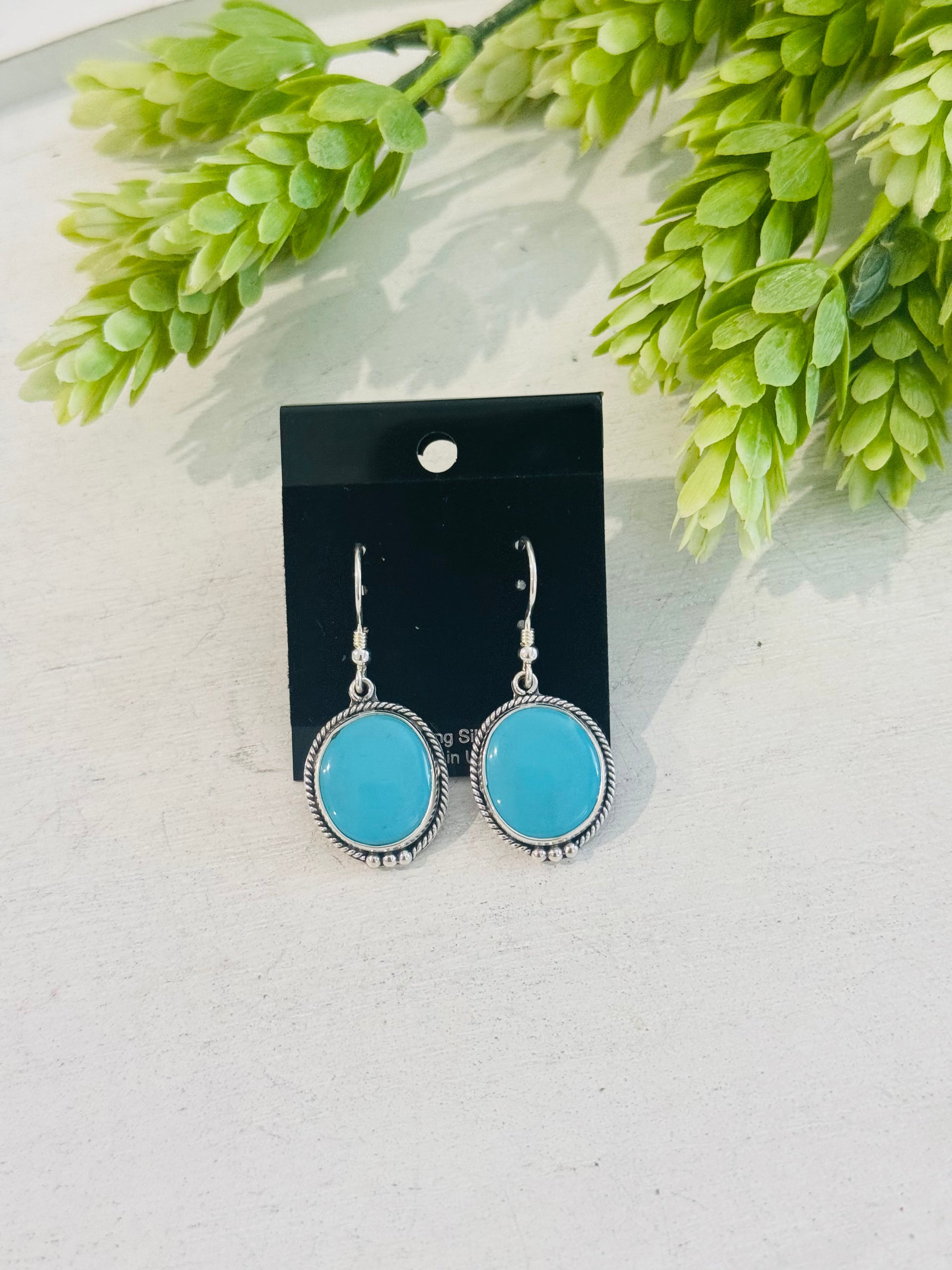 Southwest Made Kingman Turquoise & Sterling Silver Dangle Earrings