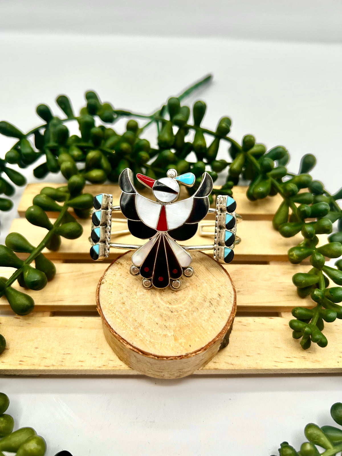 Zuni Made Multi Stone & Sterling Silver Cuff Bracelet