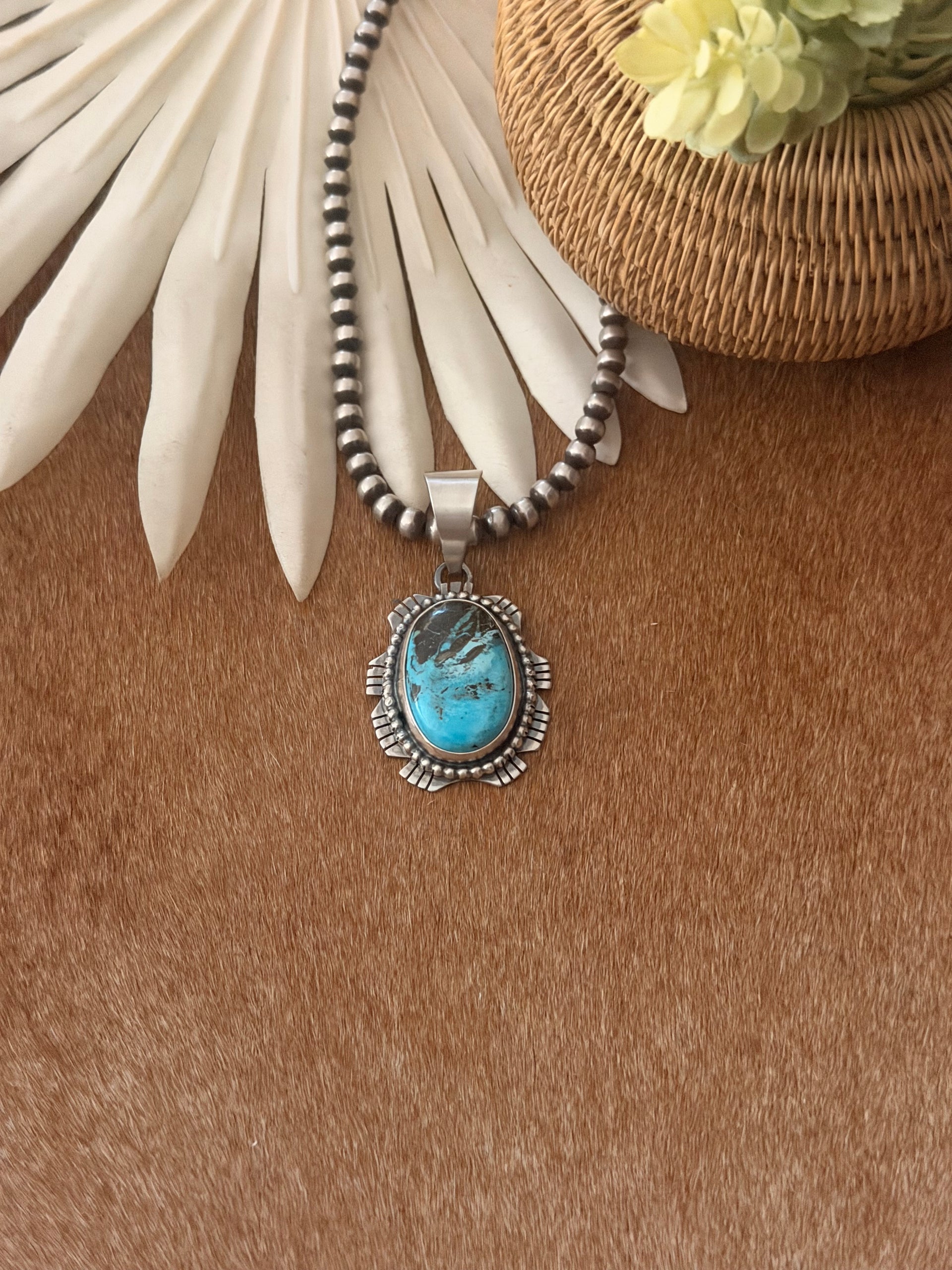 Randy Billy Carico Lake Turquoise & Sterling Silver Pendant