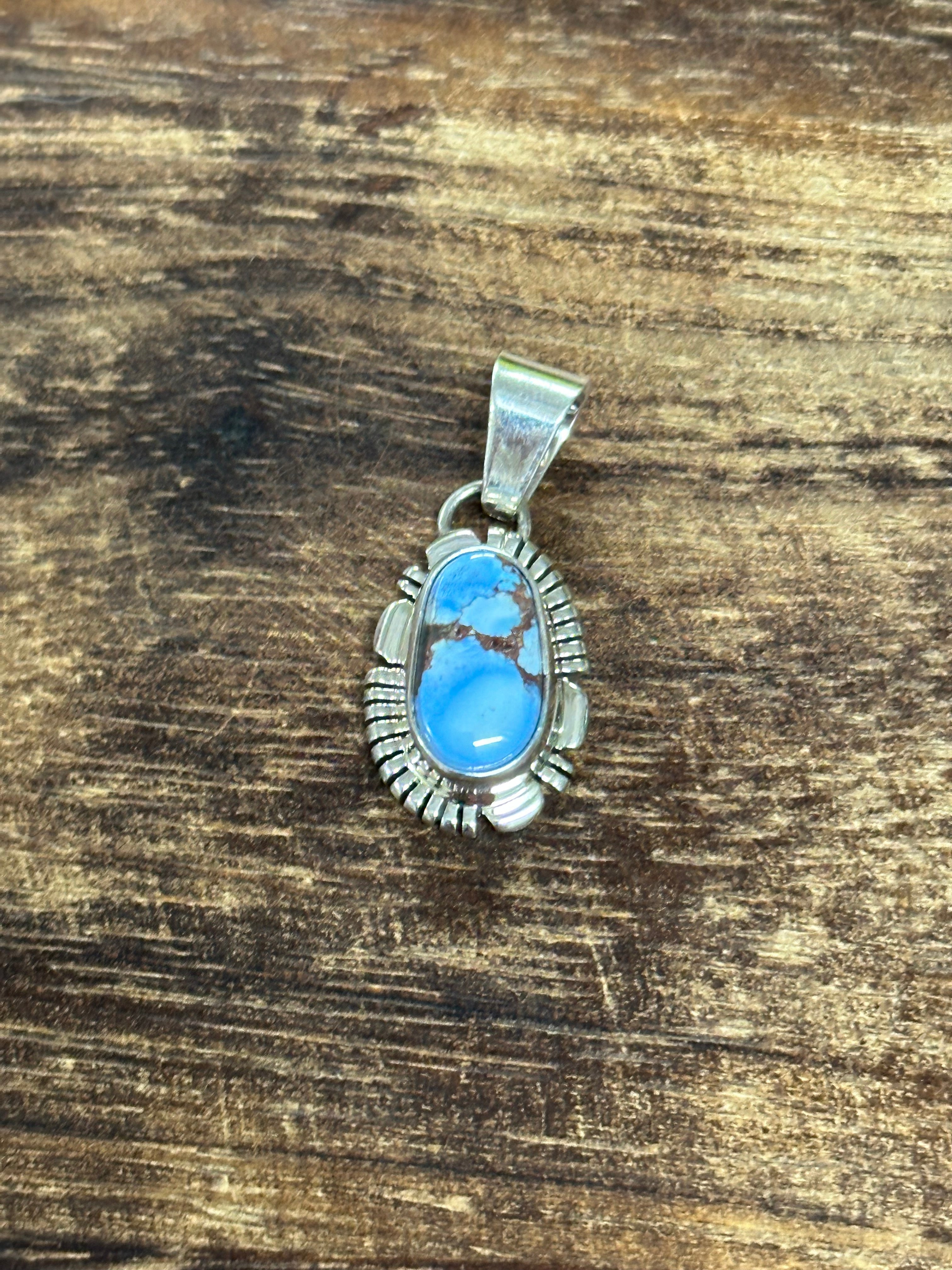 Navajo Made Golden Hills Turquoise & Sterling Silver Pendant