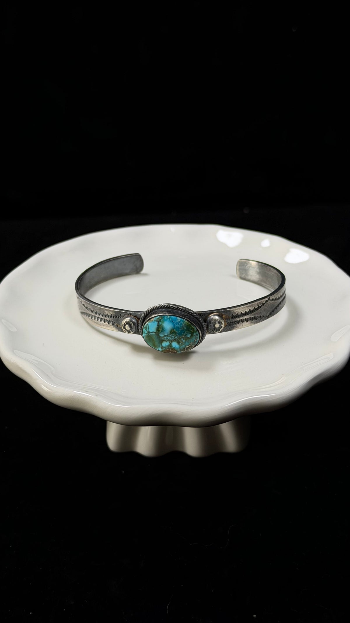 Tillie Jon Spider Web Kingman Turquoise & Sterling Silver Cuff Bracelet