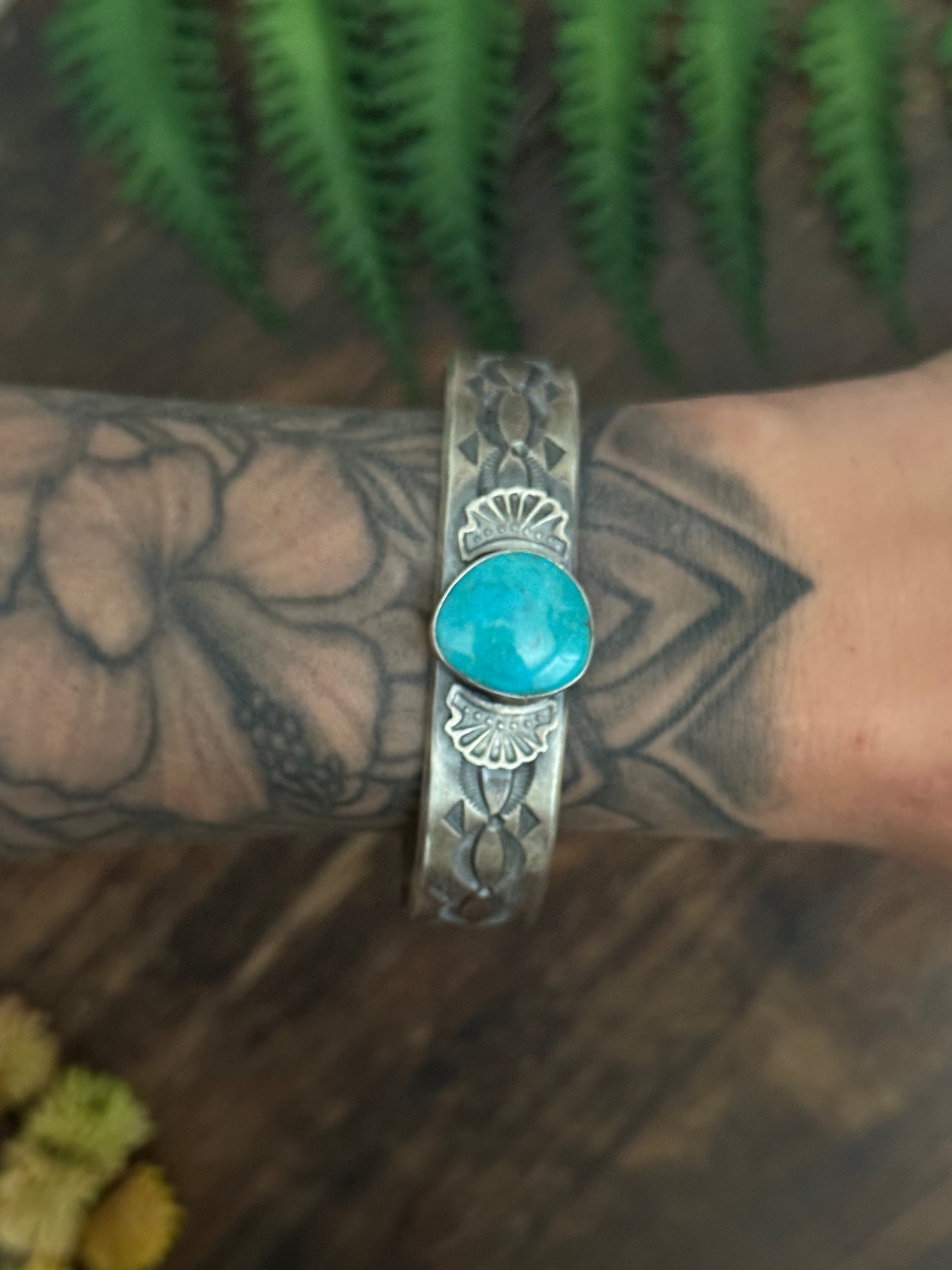 Sheila Tso Kingman Turquoise & Sterling Silver Cuff Bracelet