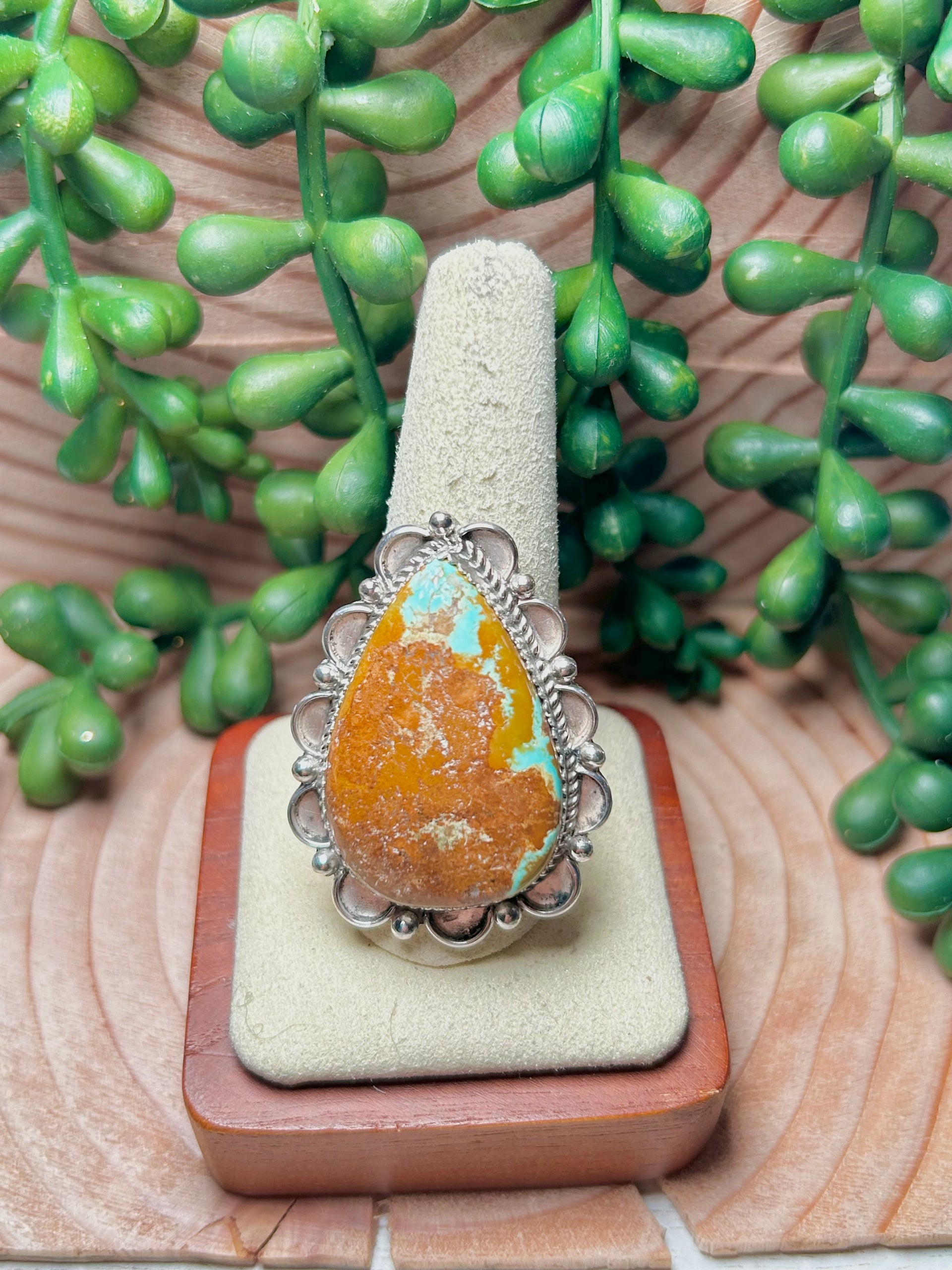 Navajo Made Evans Turquoise & Sterling Sliver Ring Size 9.5