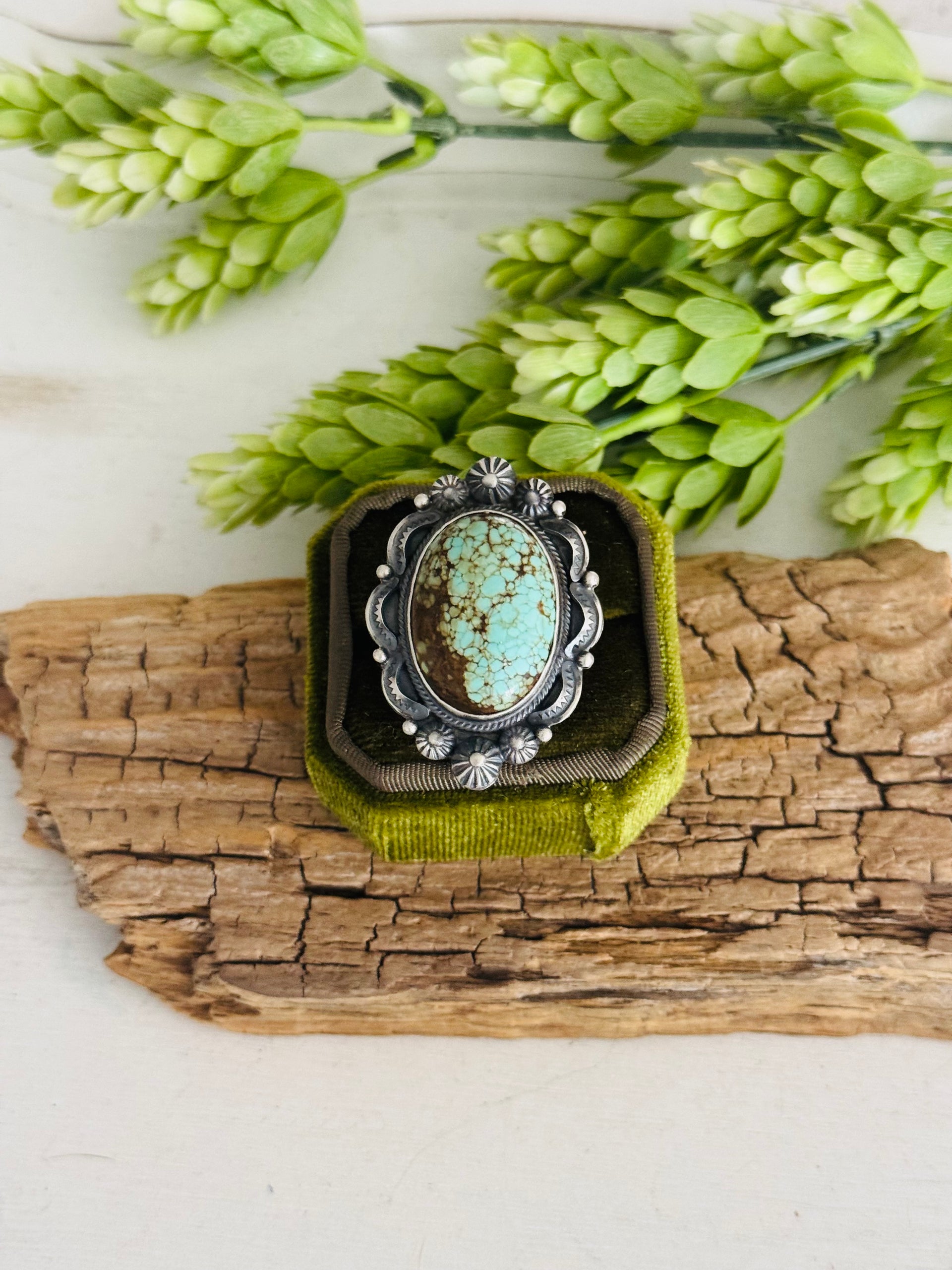 Bennie Ramone #8 Turquoise & Sterling Sliver Adjustable Ring