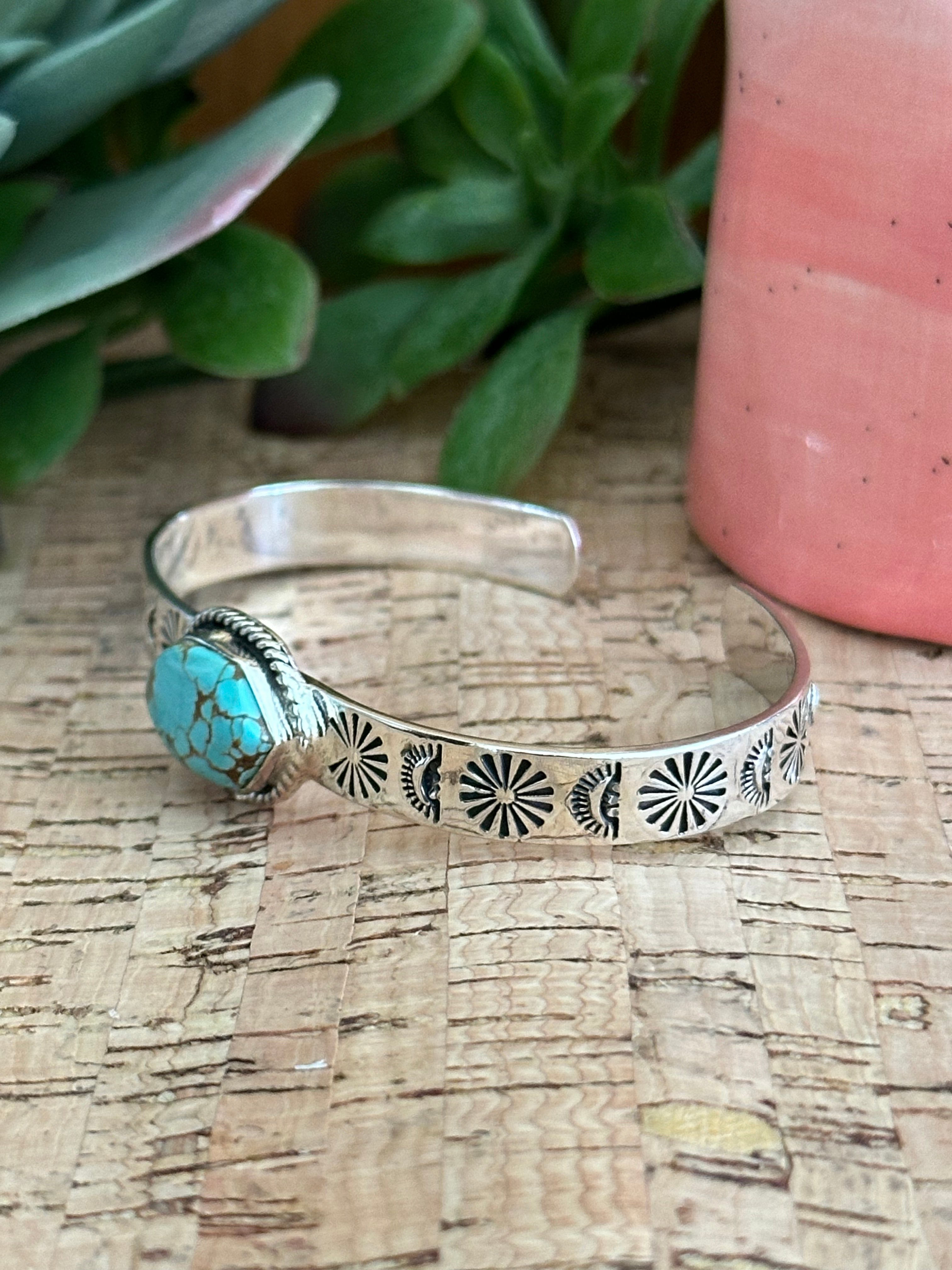 Southwest Made #8 Turquoise & Sterling Silver Cuff Bracelet