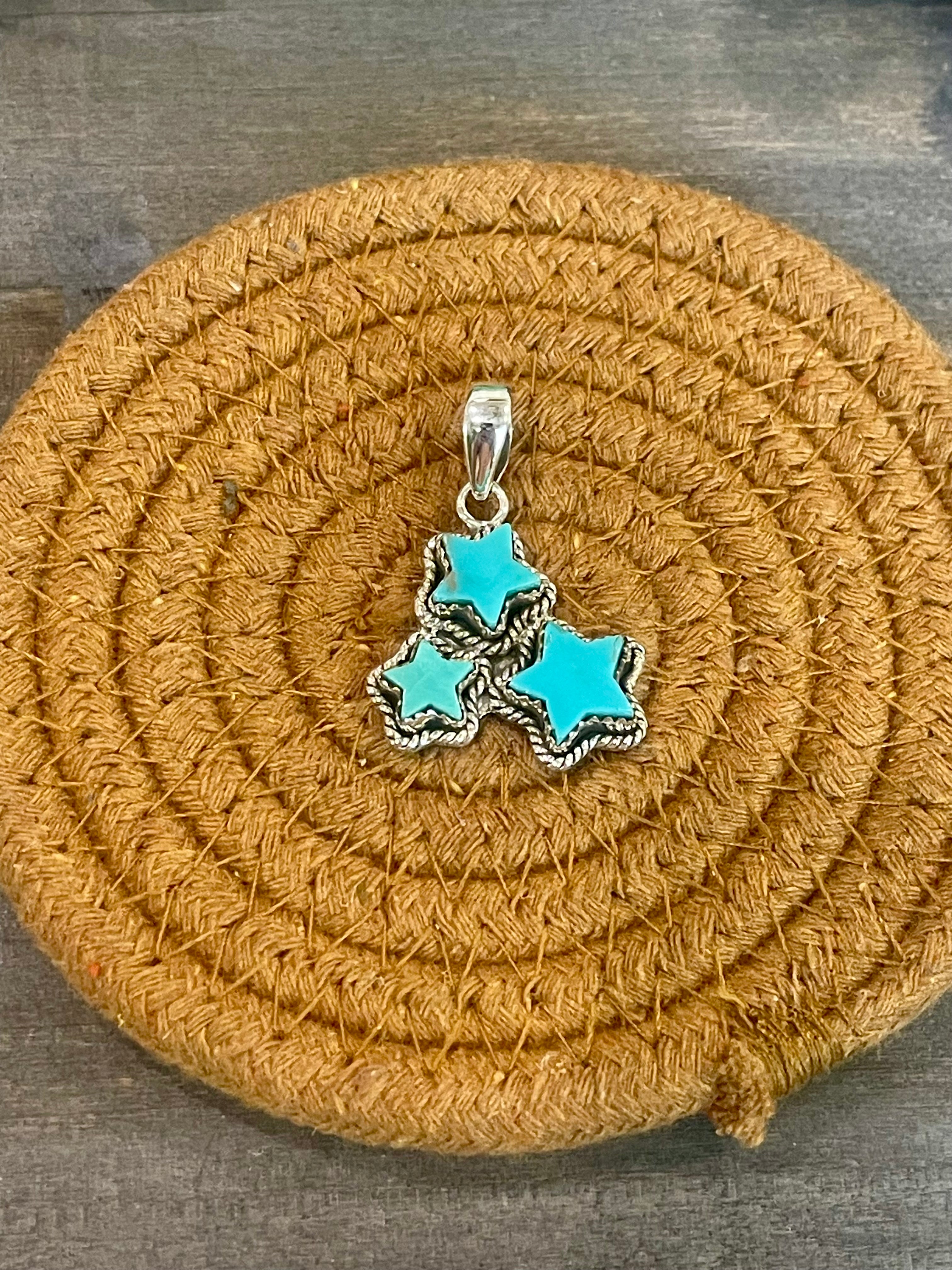 Southwest Handmade Kingman Turquoise & Sterling Silver Star Pendant