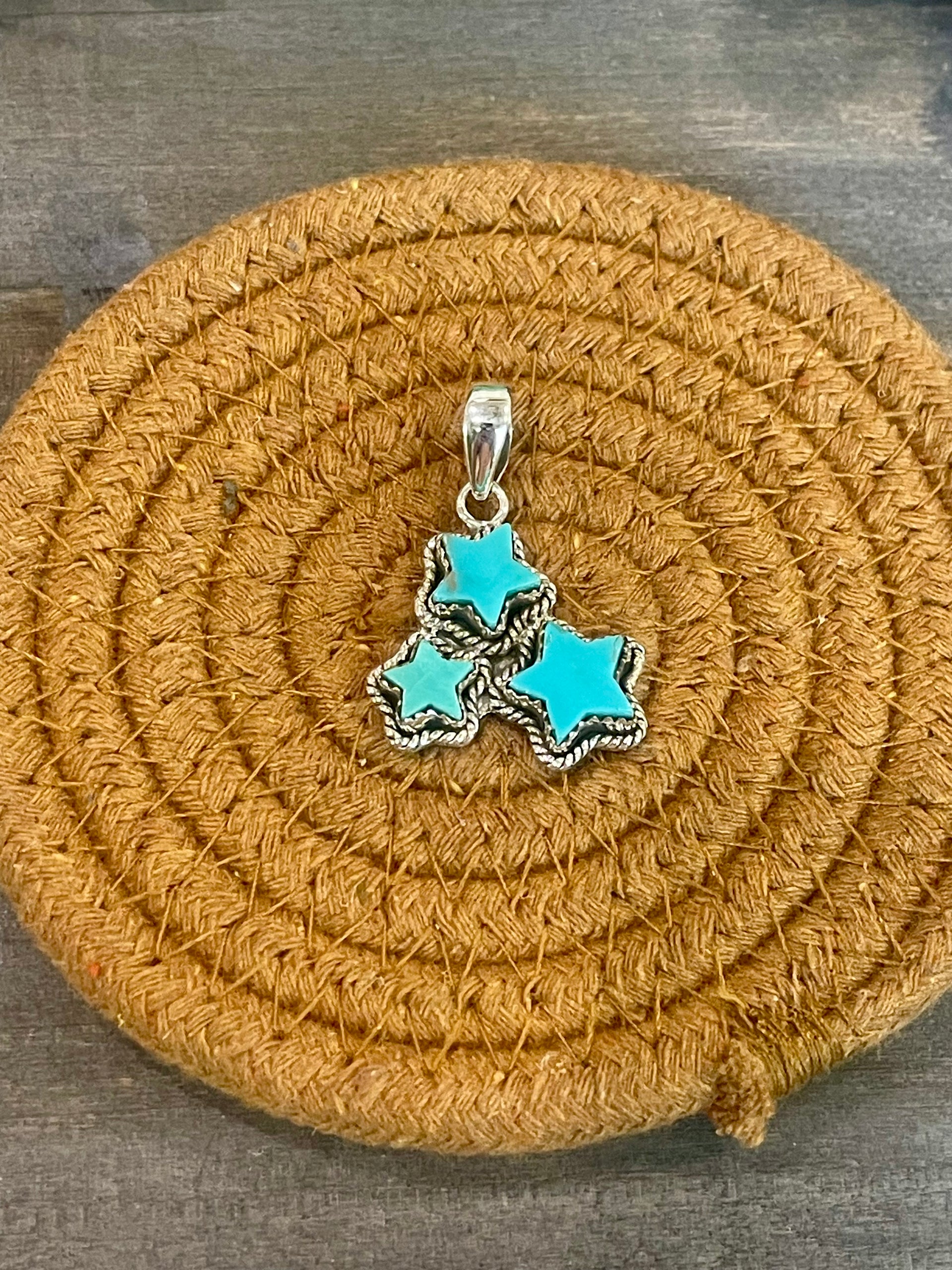 Southwest Handmade Kingman Turquoise & Sterling Silver Star Pendant