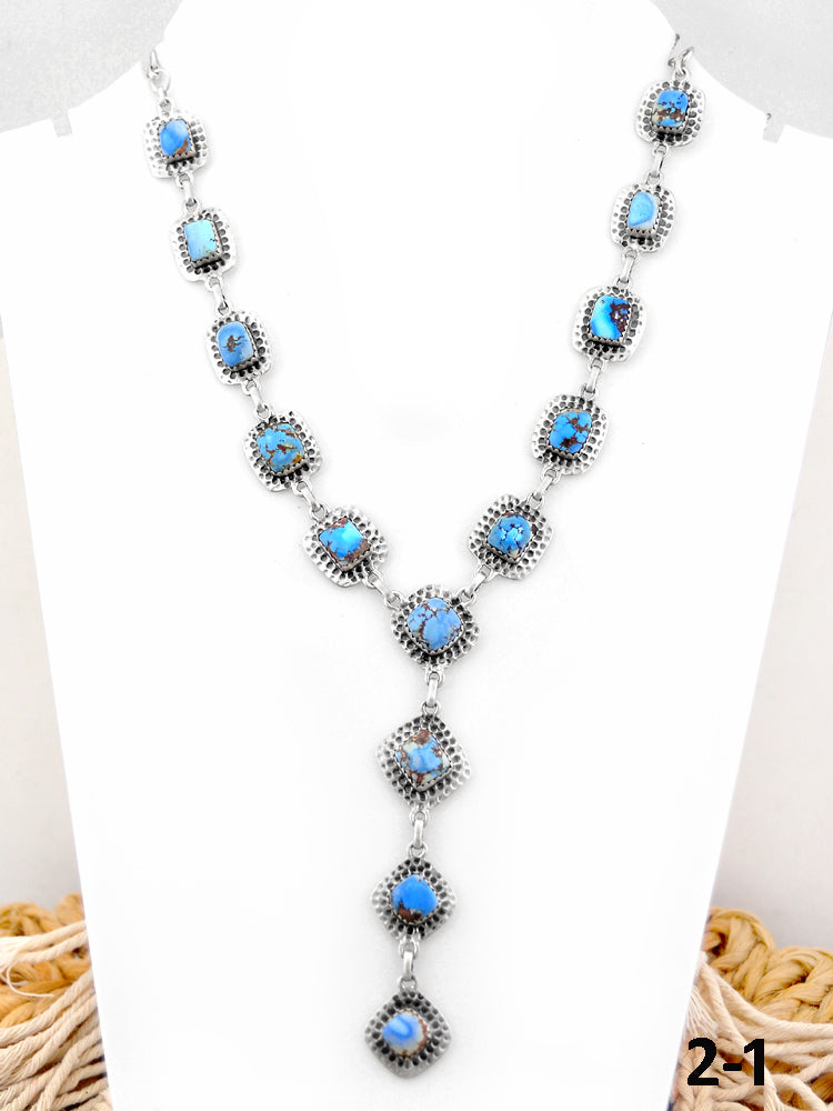 Southwest Handmade Golden Hill’s Turquoise & Sterling Silver Necklace