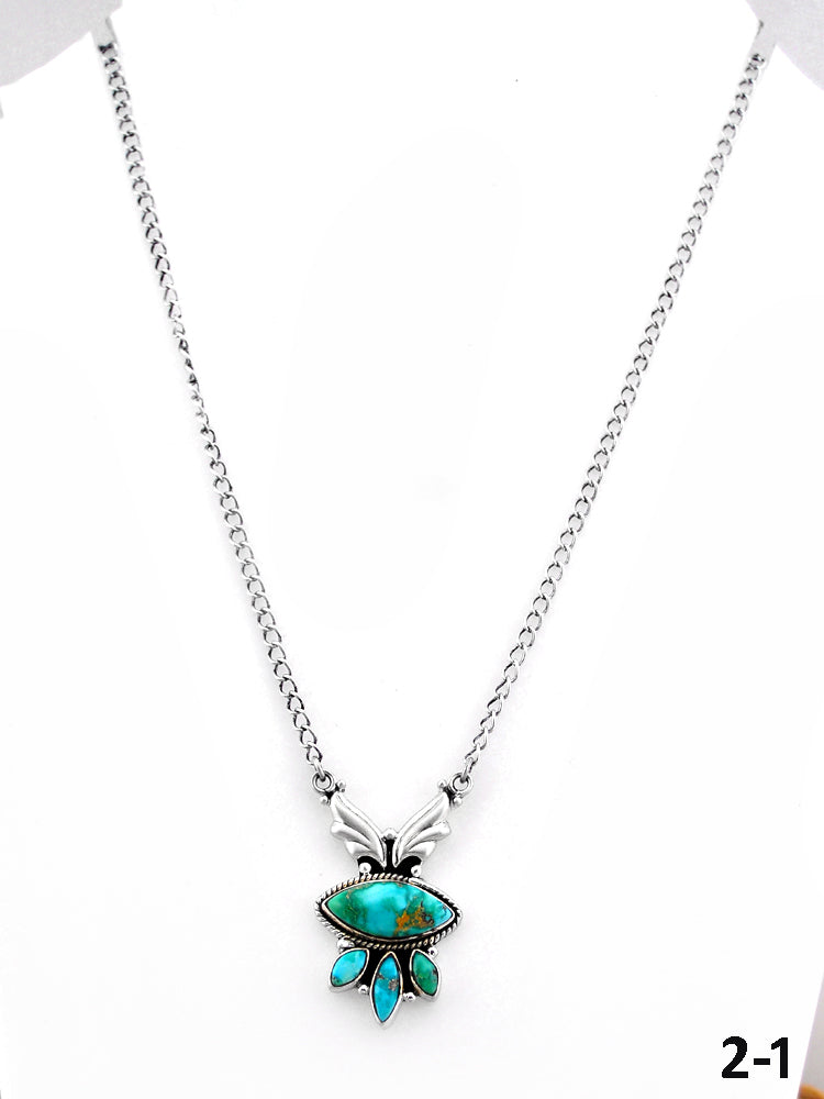 Southwest Handmade Emerald Valley & Sterling Silver Necklace