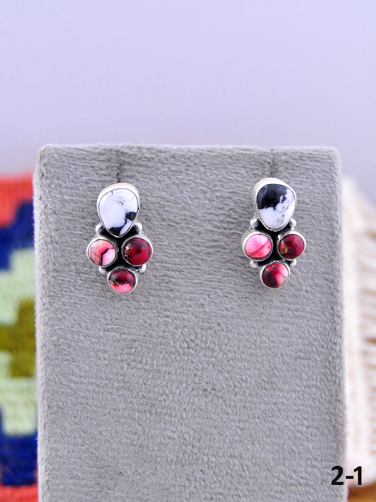 Southwest Made Multistone & Sterling Silver Post Earrings