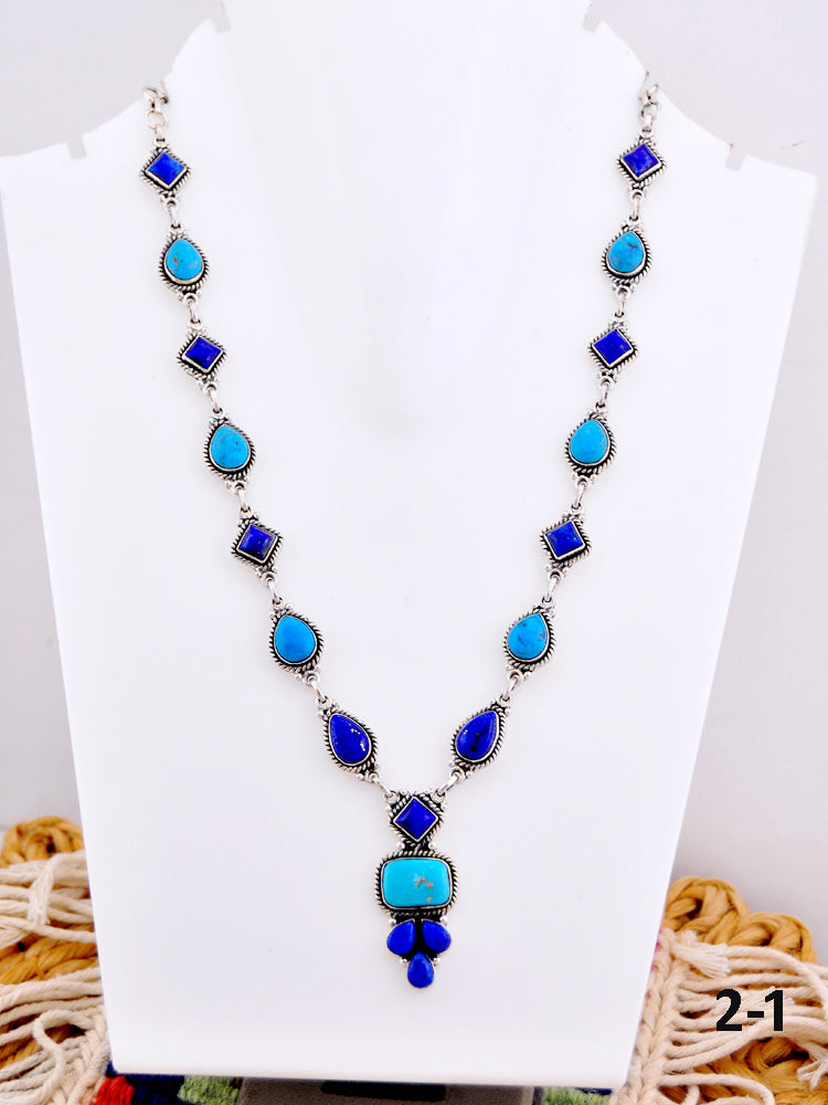 Southwest Handmade Multi Stone & Sterling Silver Necklace