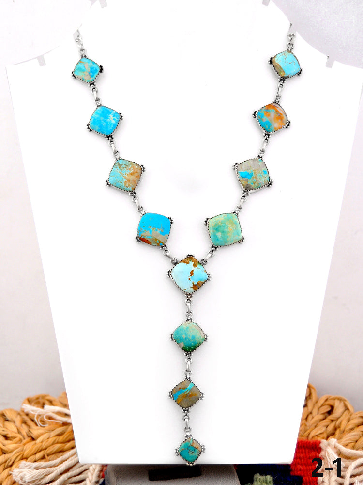 Southwest Handmade Ribbon Royston Turquoise & Sterling Silver Necklace