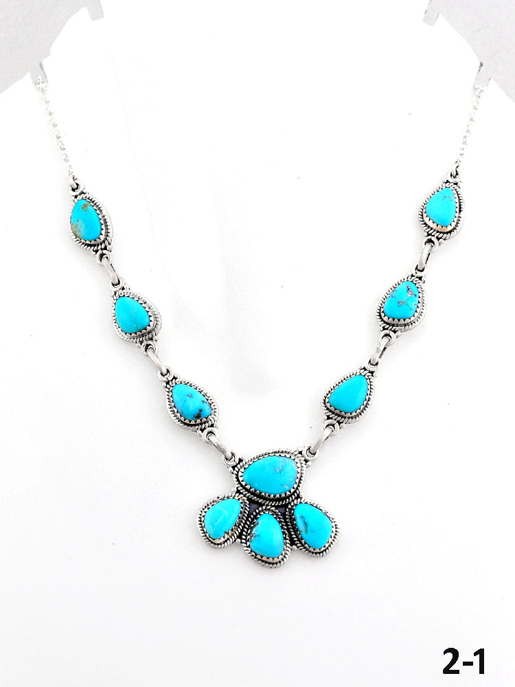 Southwest Made Kingman Turquoise & Sterling Silver Necklace